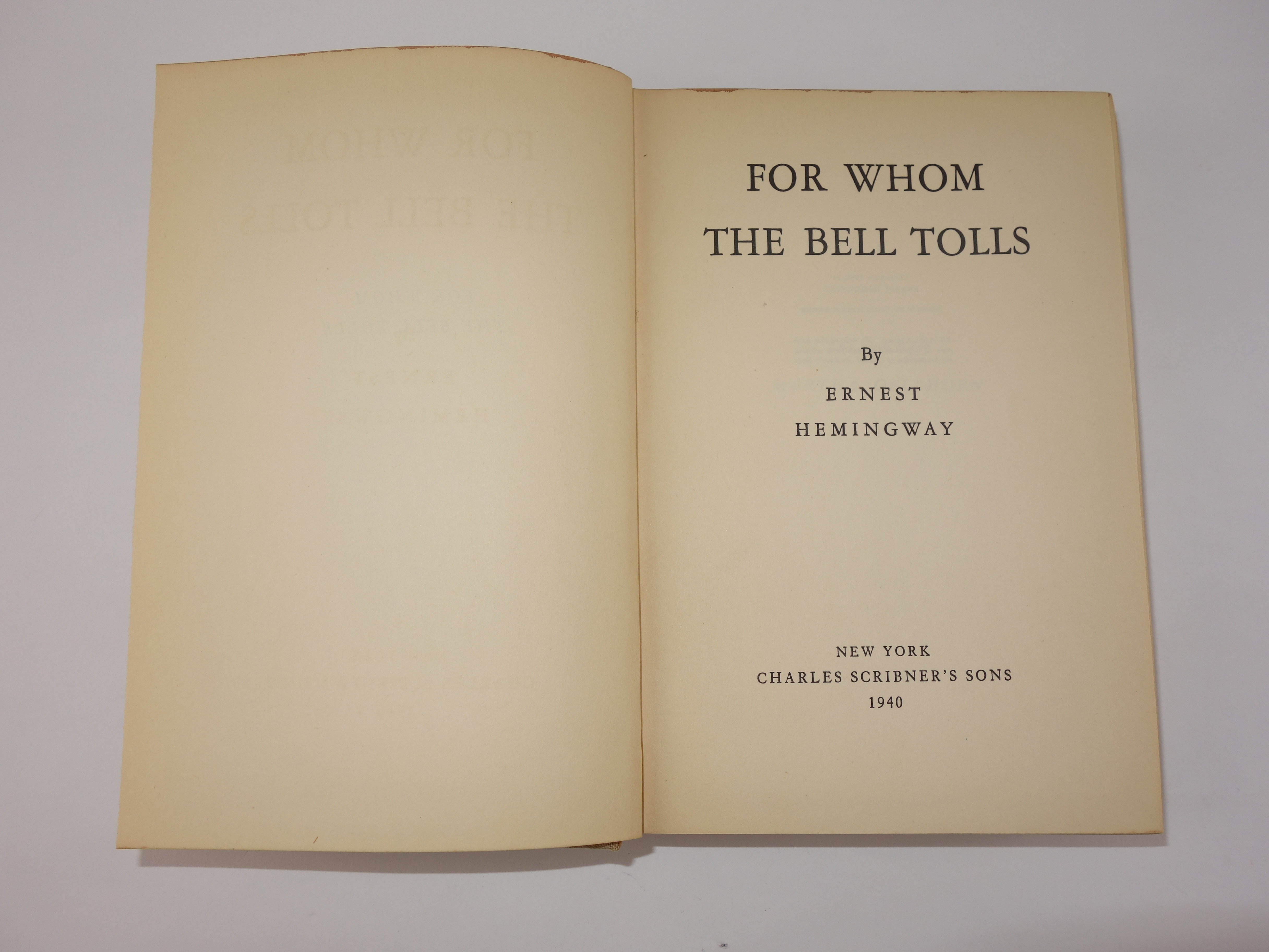 1940 "For Whom The Bell Tolls" by Ernest Hemingway