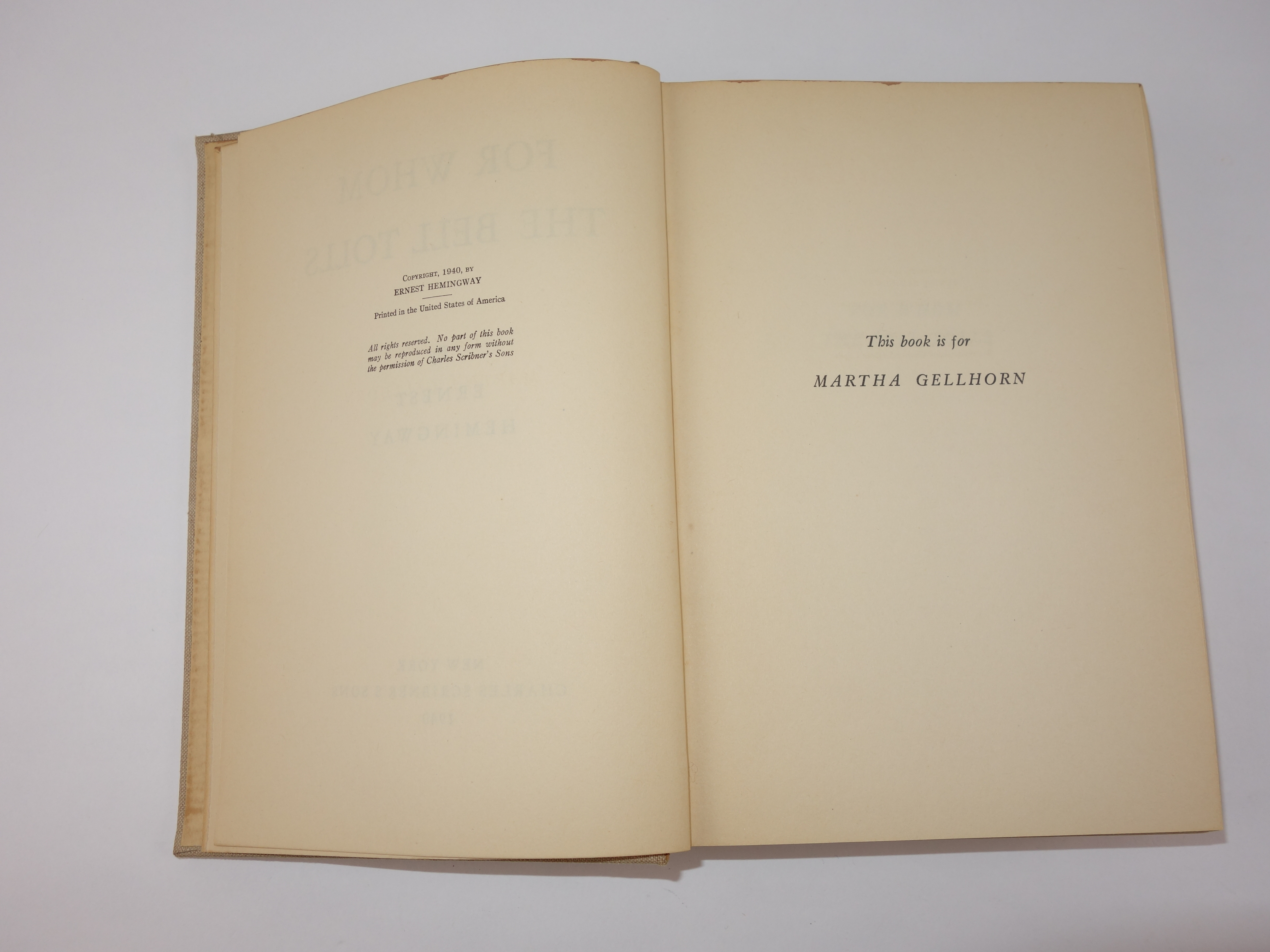 1940 "For Whom The Bell Tolls" by Ernest Hemingway