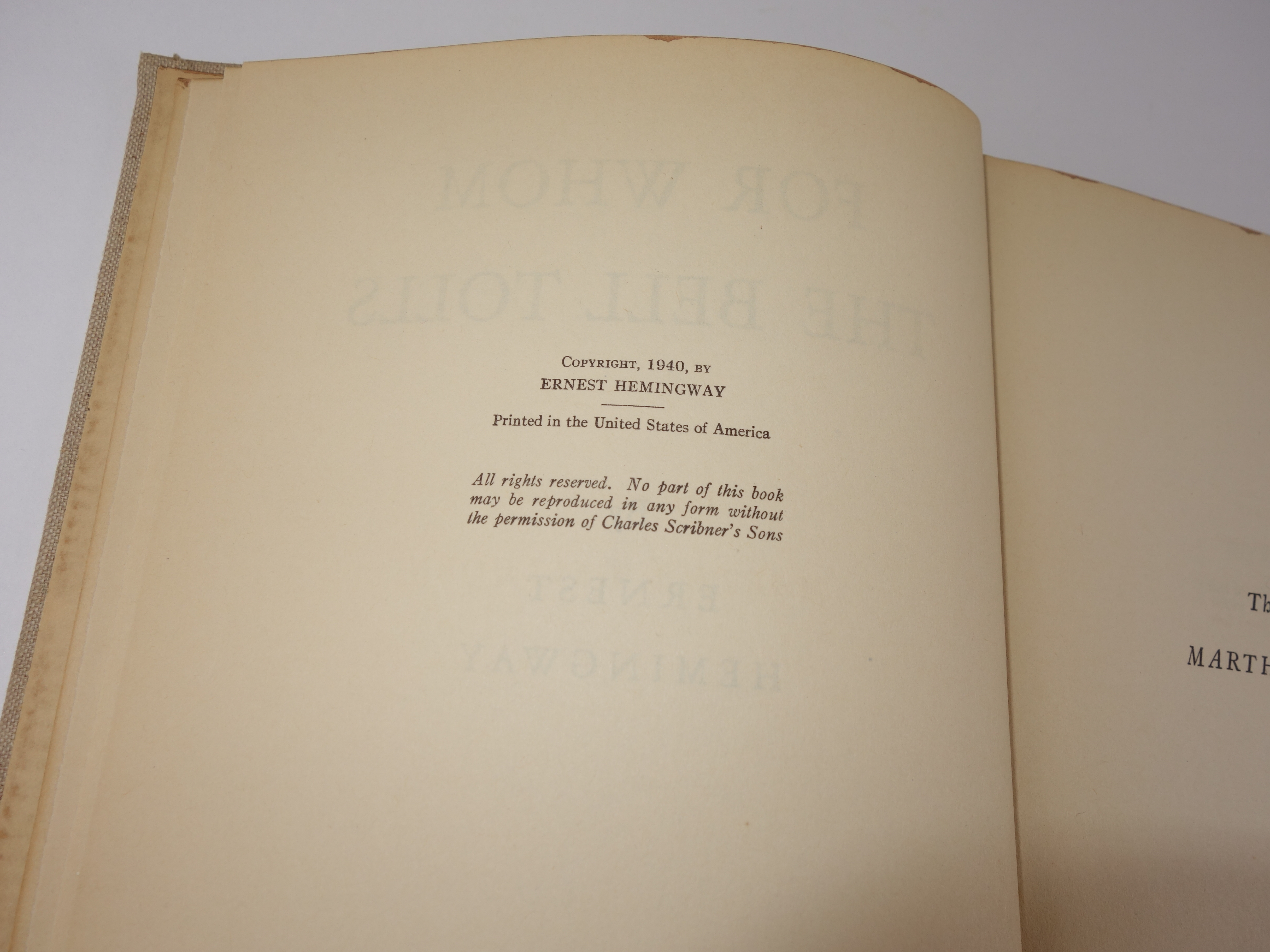 1940 "For Whom The Bell Tolls" by Ernest Hemingway