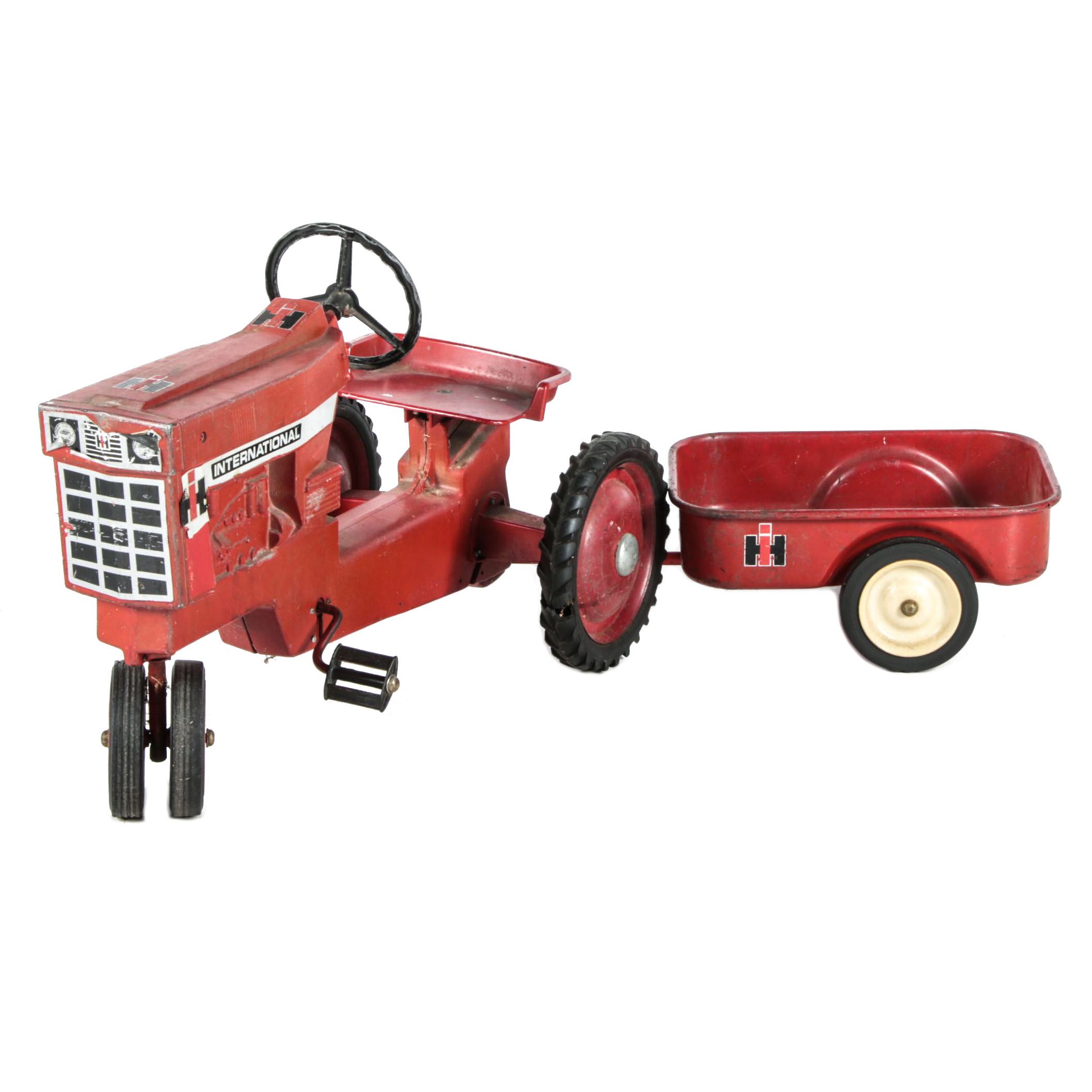 1970s Ertl International Harvester Tractor Pedal Car with Wagon