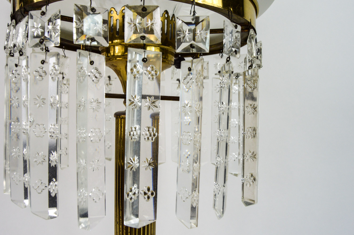 Antique Astral Table Lamp with Cut Crystal Lustres