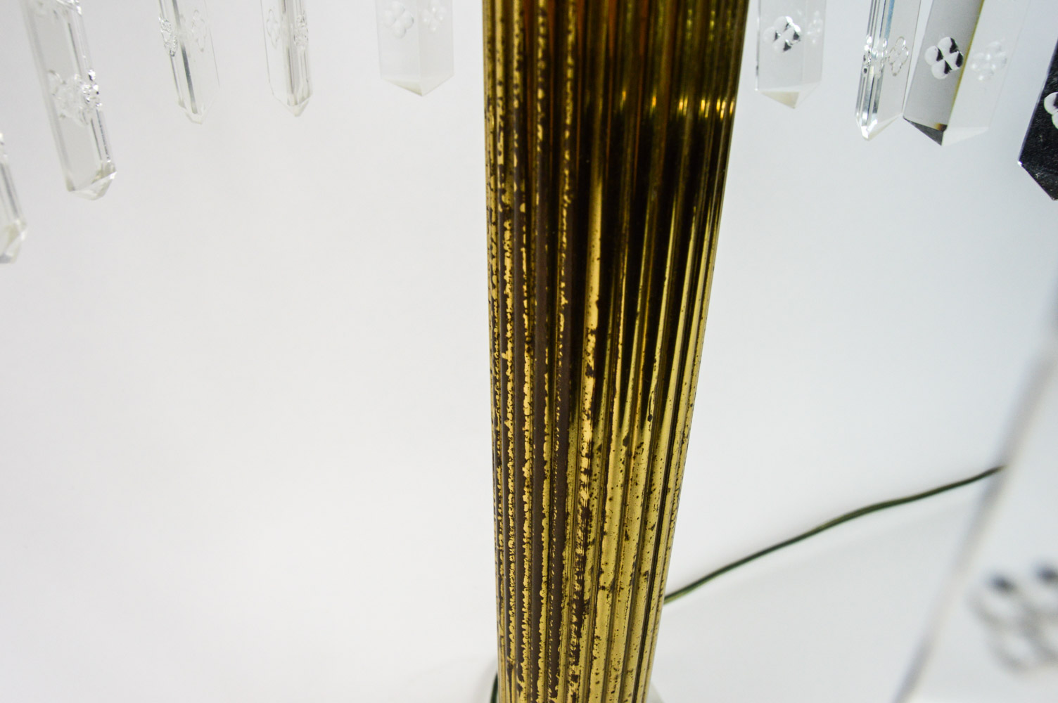 Antique Astral Table Lamp with Cut Crystal Lustres