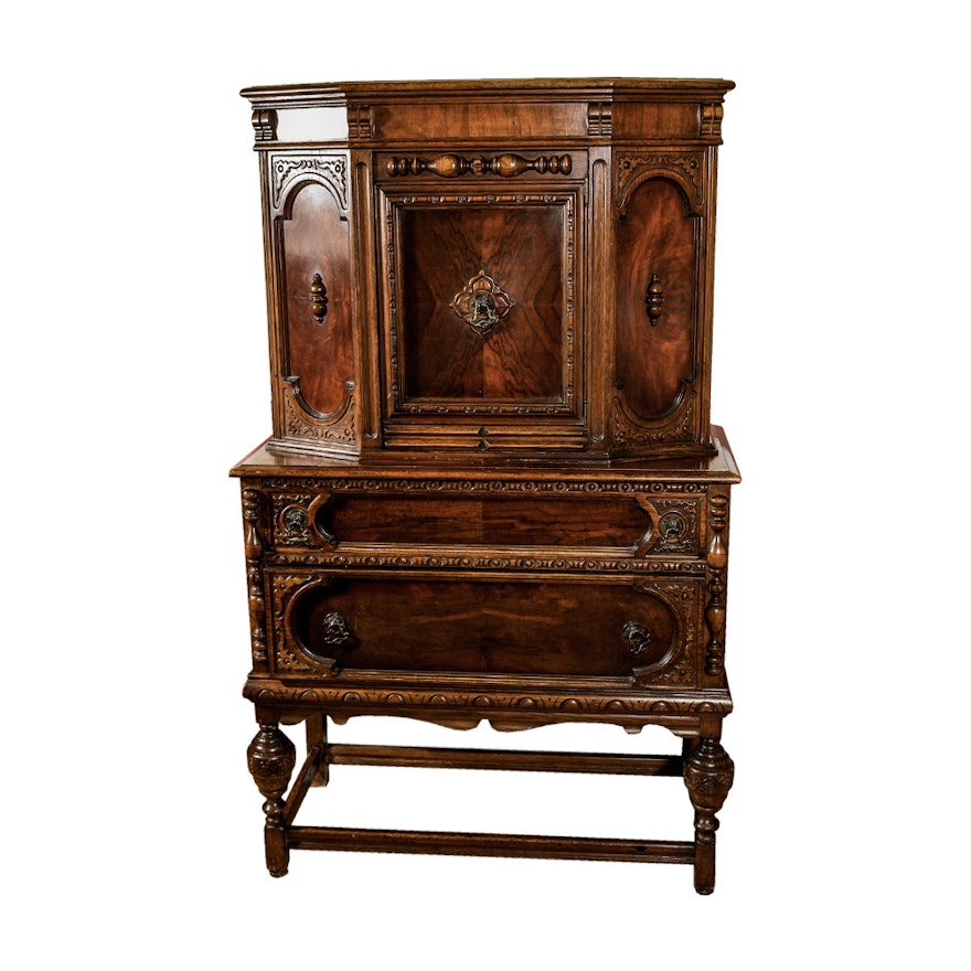 Jacobean Style Buffet Cabinet by Torres Hermanos, Monterrey, Mexico