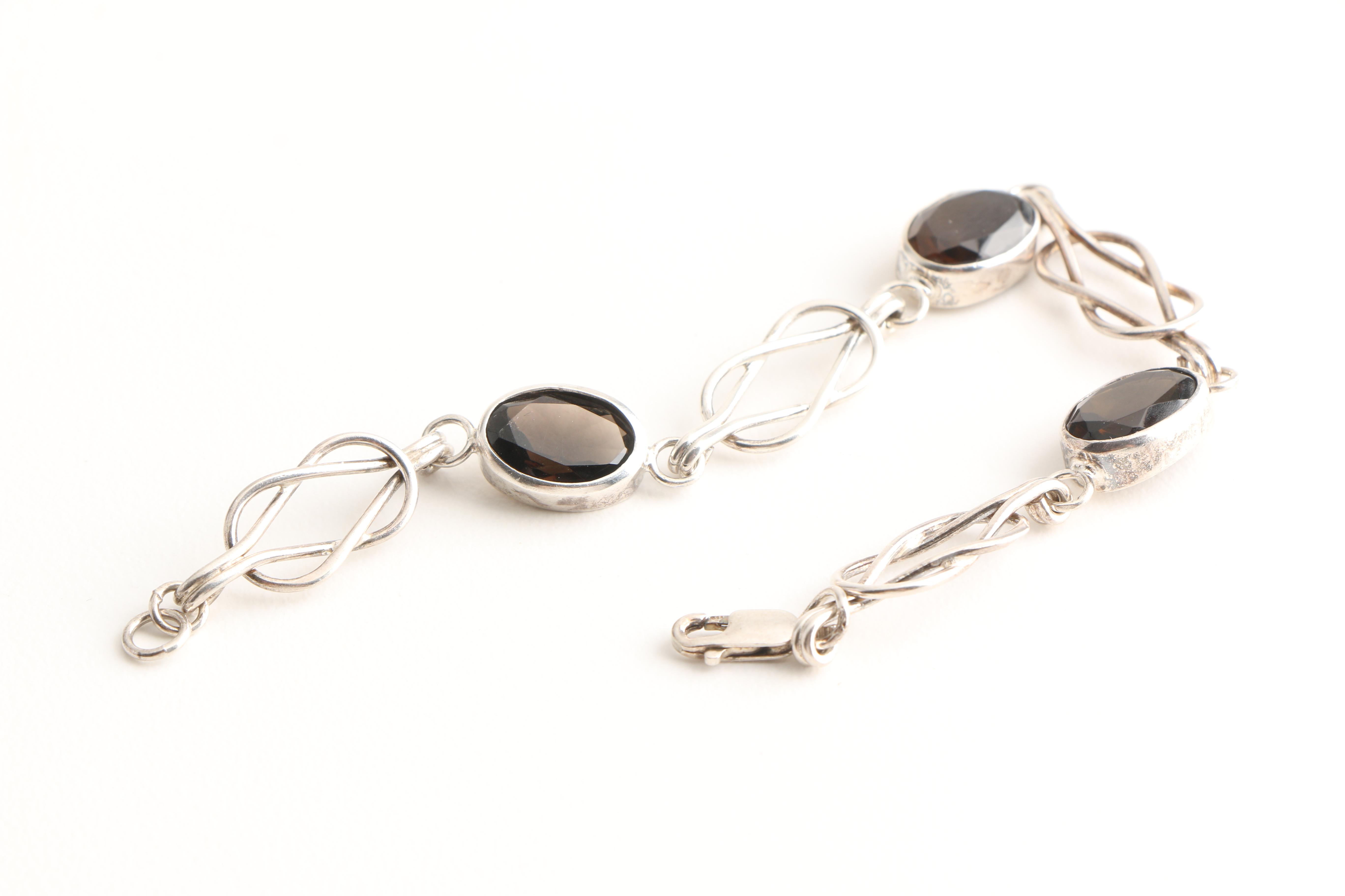 Sterling Silver Bracelet and Rings Including Gemstones
