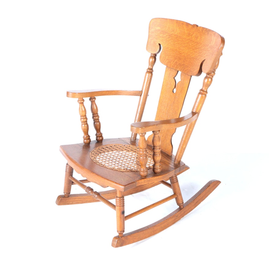 Victorian Style Oak Child's Rocking Chair