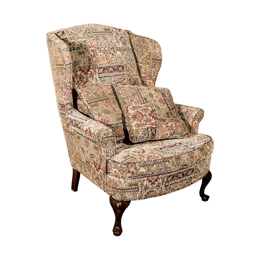 Queen Anne Style Wingback Chair by The Upholstery Company