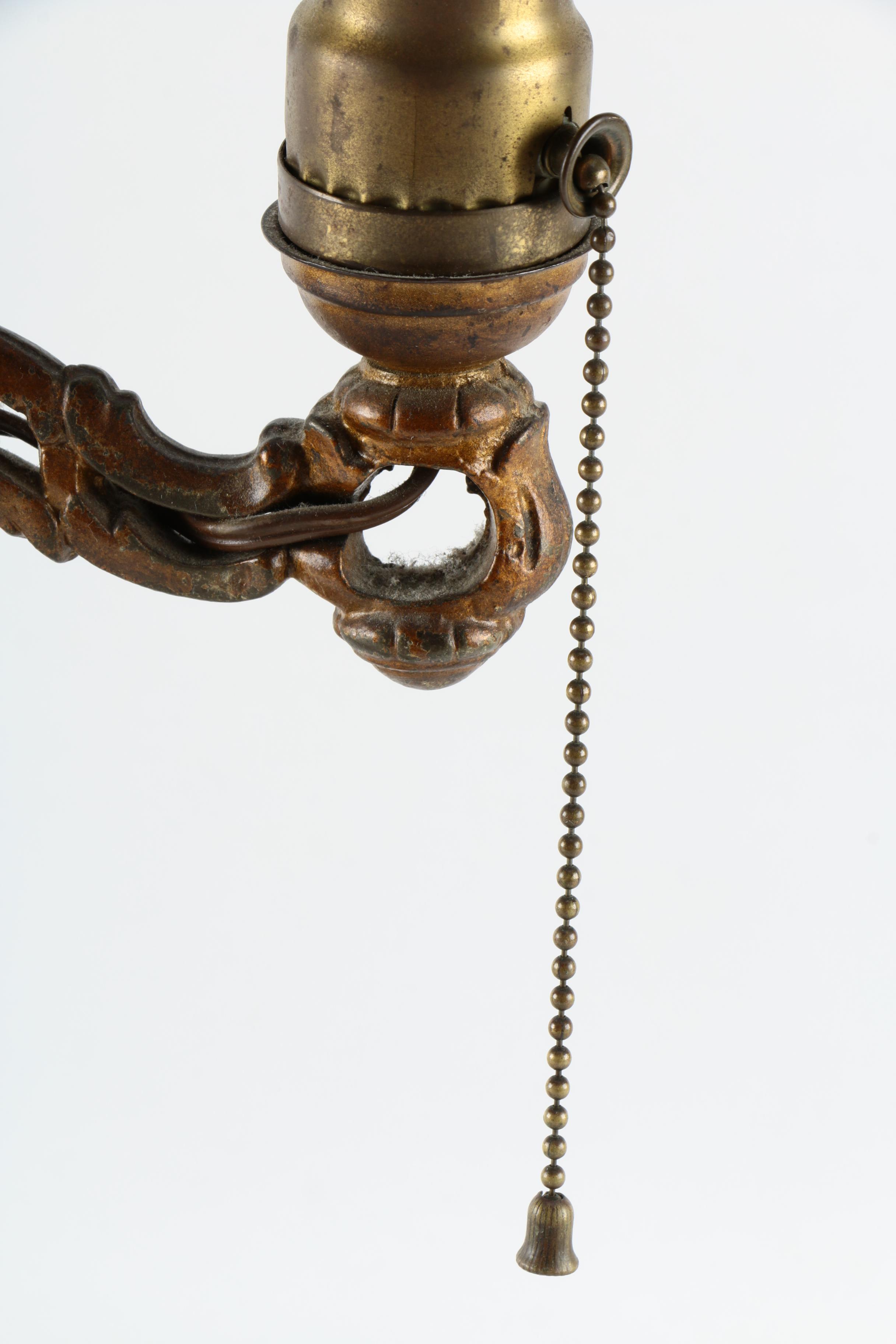 Vintage Candelabra Table Lamp with Hurricane Shades