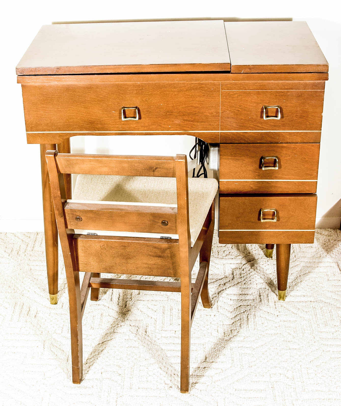 Necchi Sewing Machine, Table, and Chair