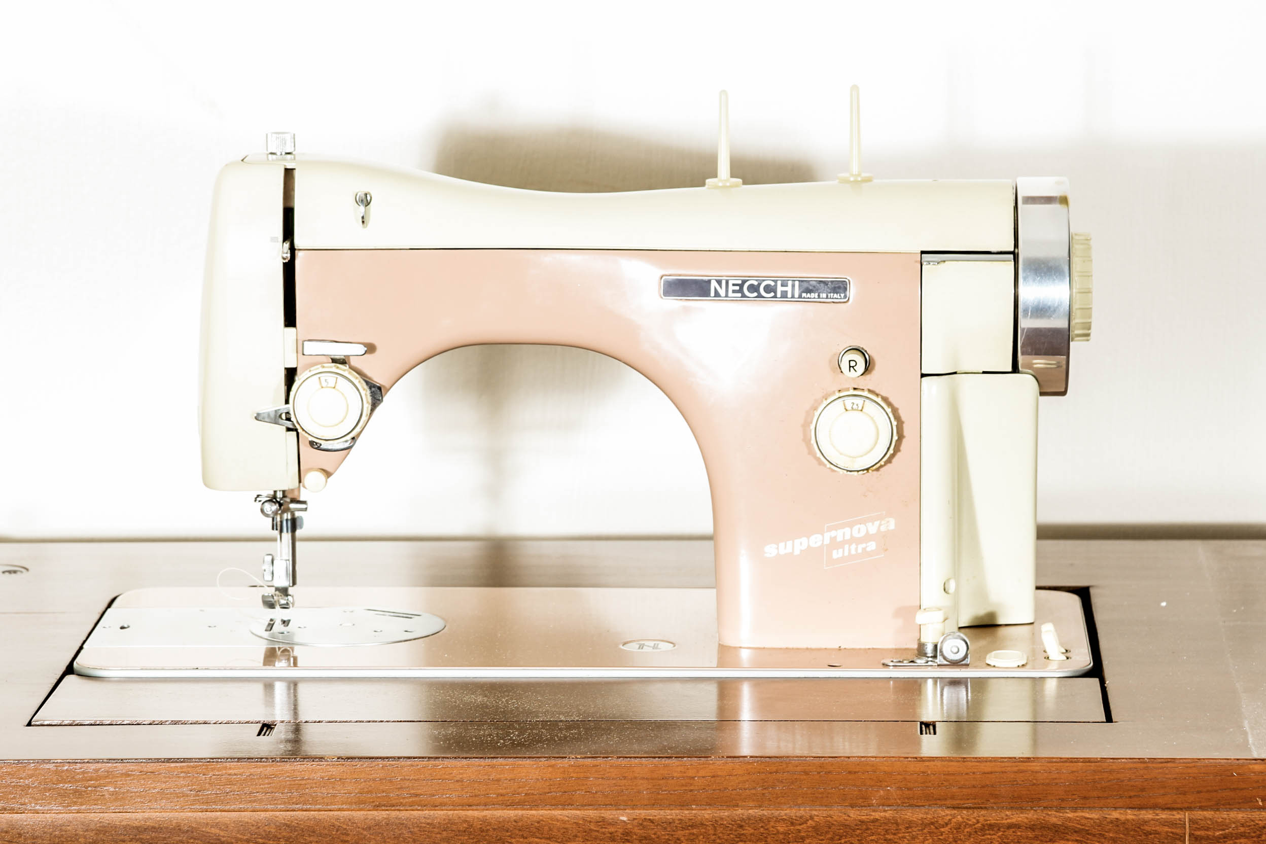 Necchi Sewing Machine, Table, and Chair