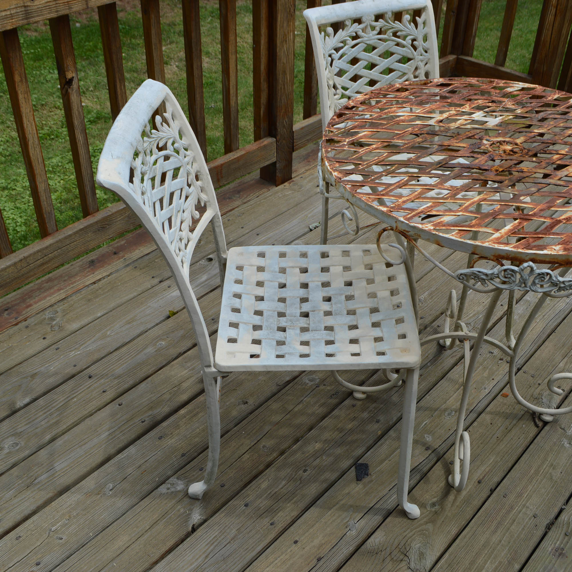 White Painted Wrought Iron Table and Chairs