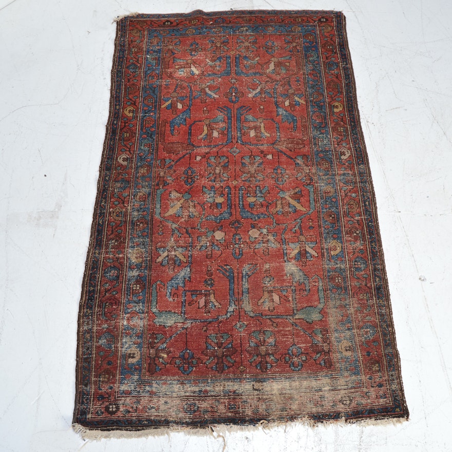 Antique Hand-Knotted Persian Area Rug