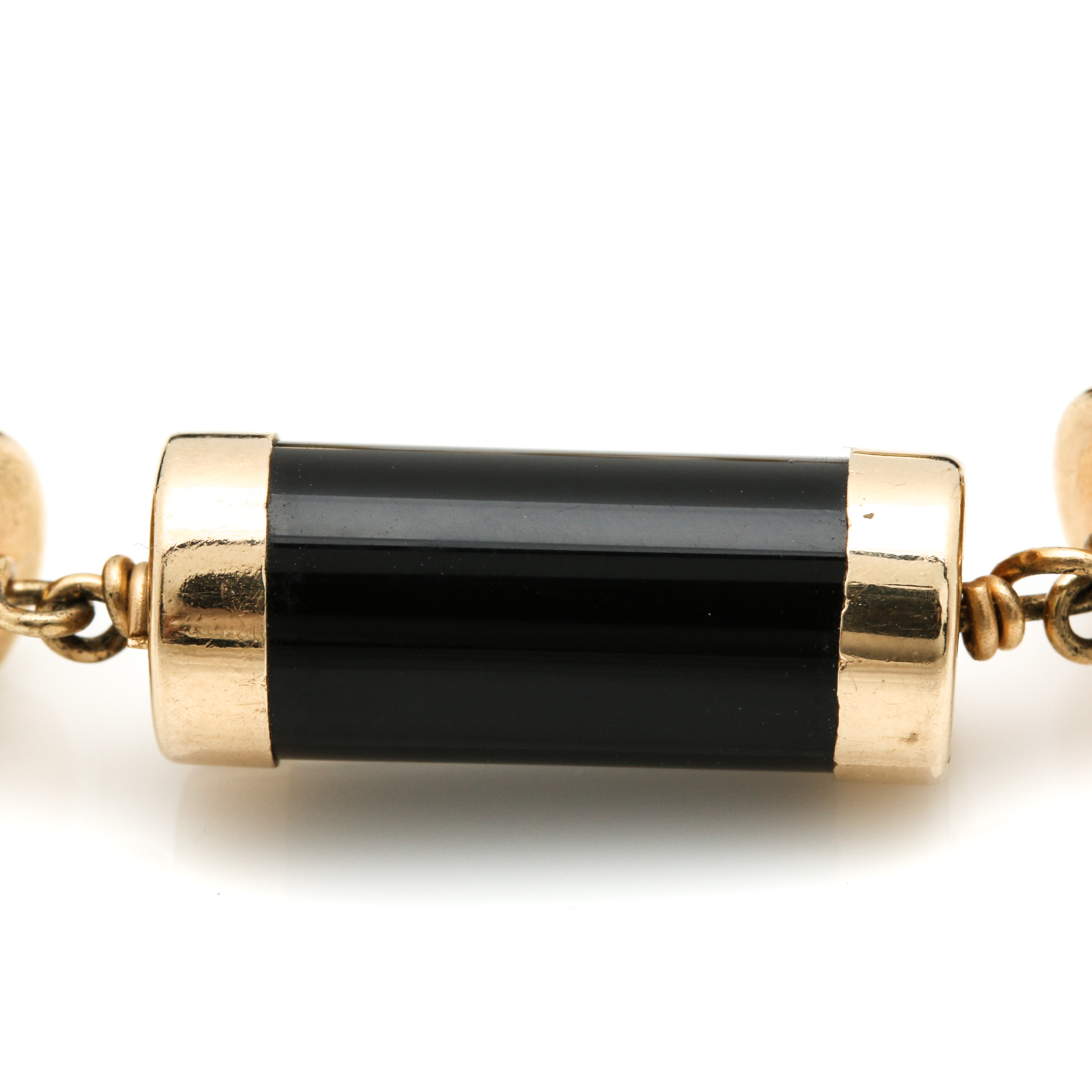 14K Yellow Gold Black Onyx Bracelet