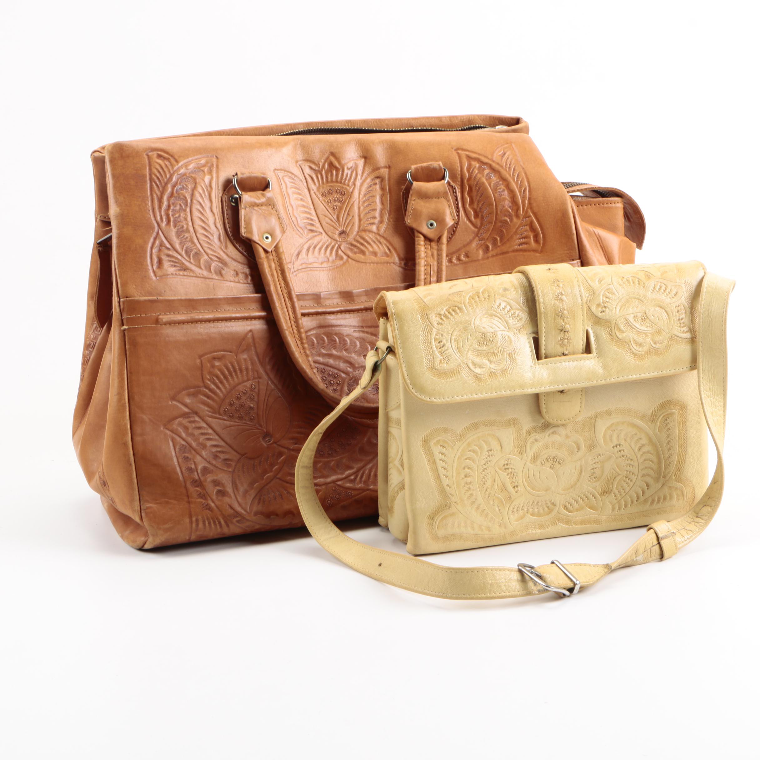 Vintage Flores' Bags Tooled Leather Handbags