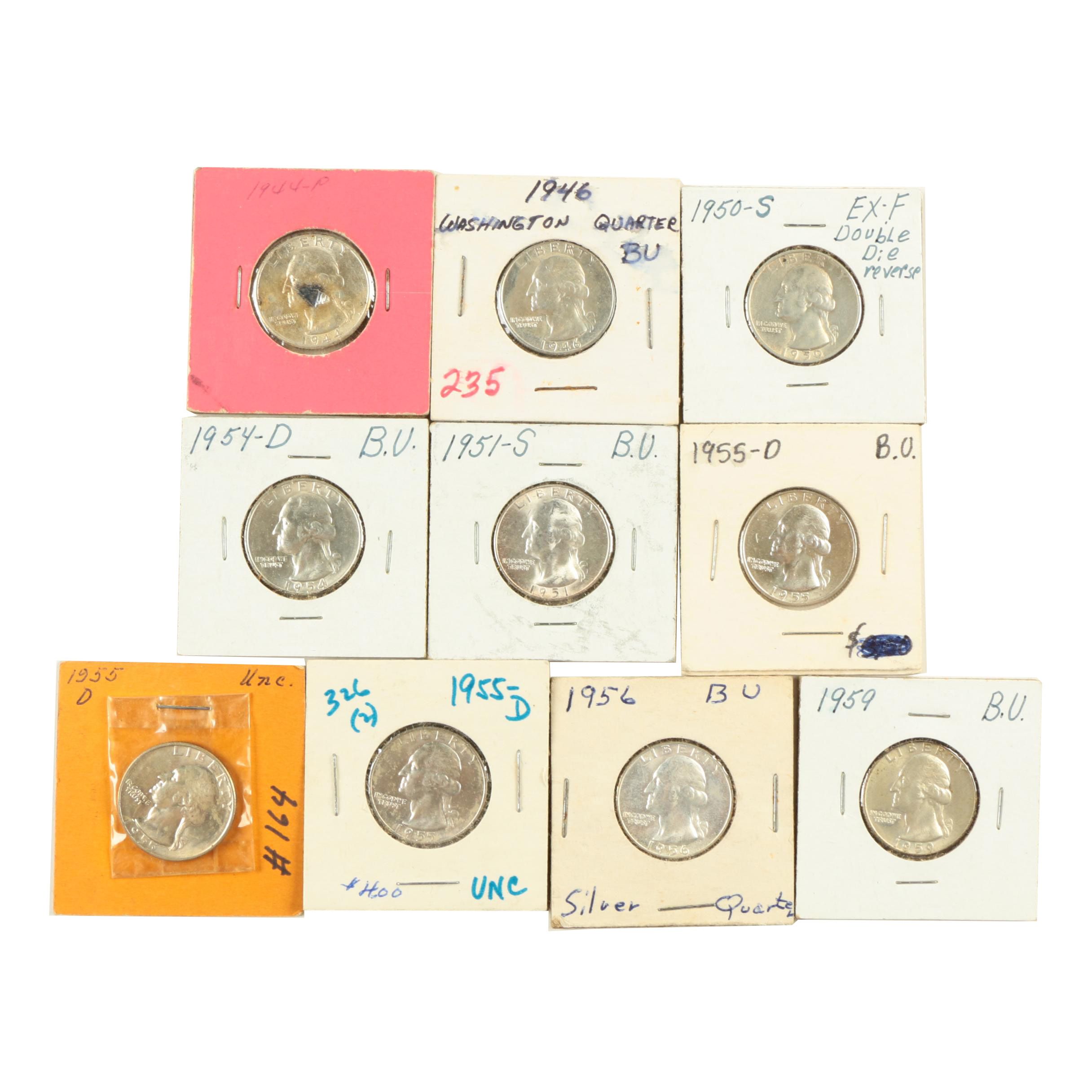Ten Washington Silver Quarters