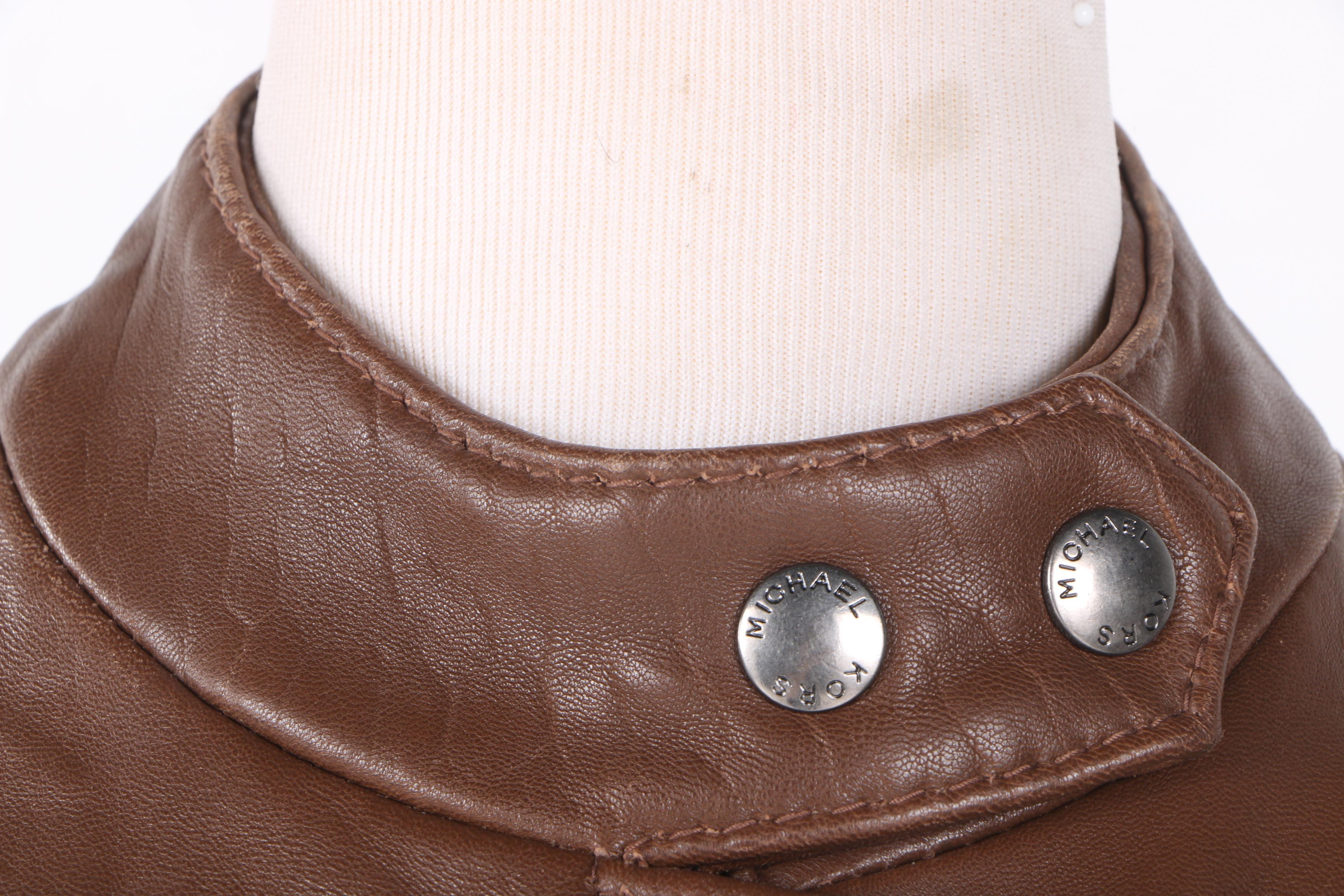 Michael Michael Kors Brown Leather Motorcycle Jacket