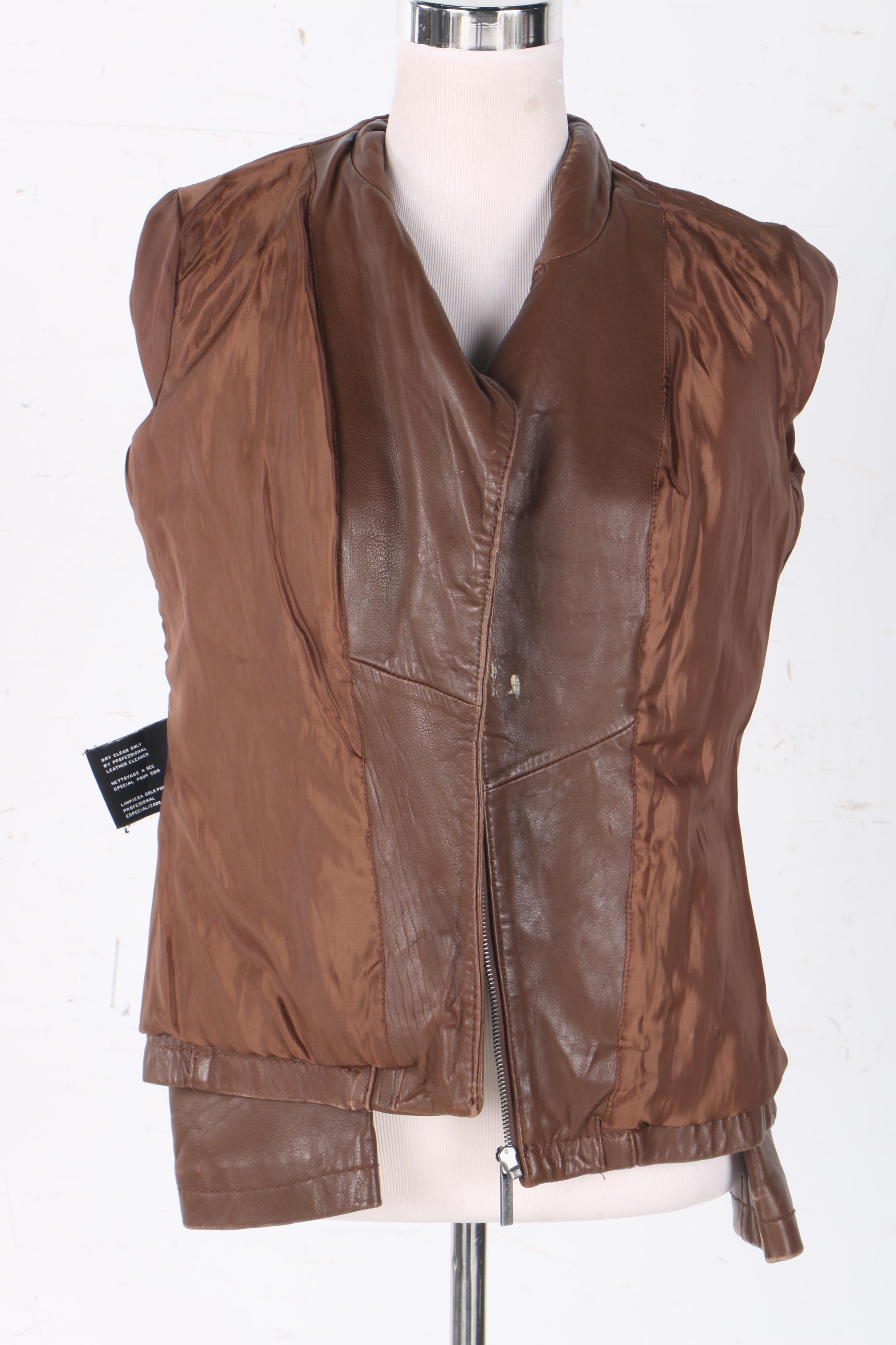 Michael Michael Kors Brown Leather Motorcycle Jacket