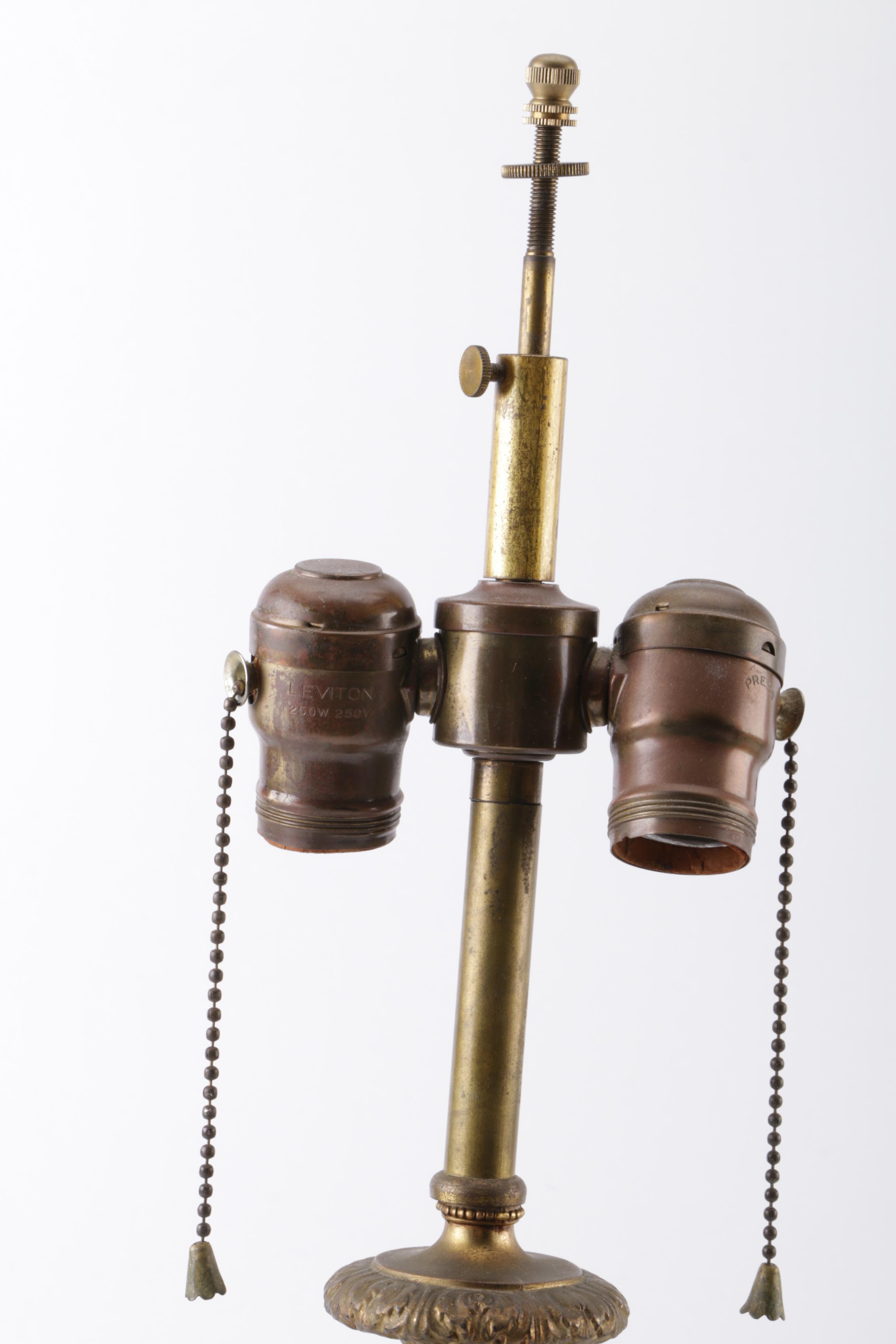 Art Glass Lamp with Double Pull Chain Sockets