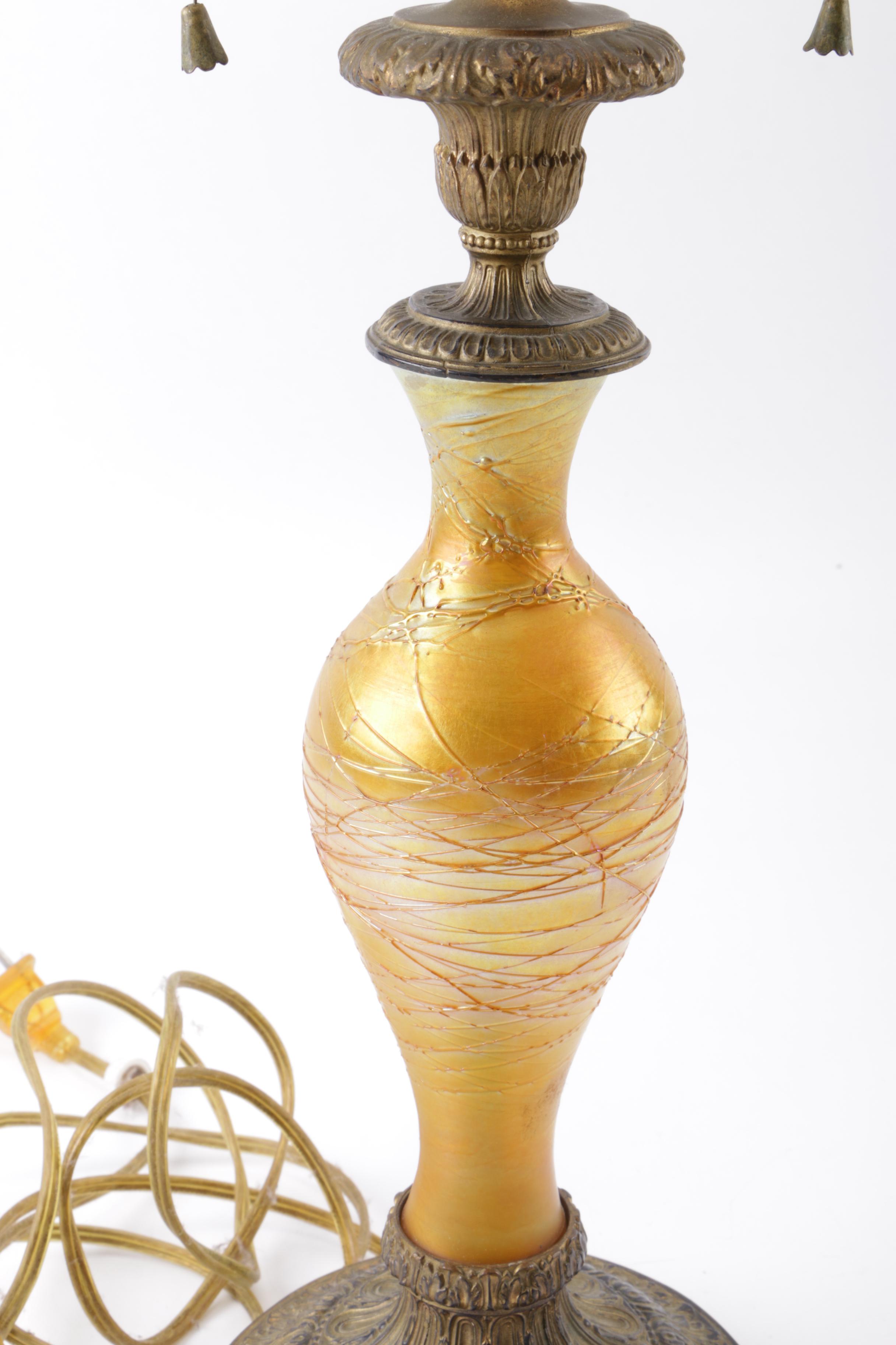 Art Glass Lamp with Double Pull Chain Sockets