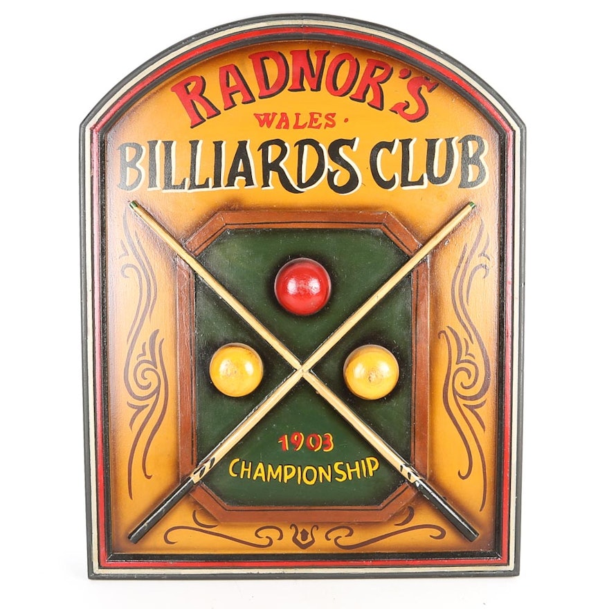 Billiard Themed Wall Plaque