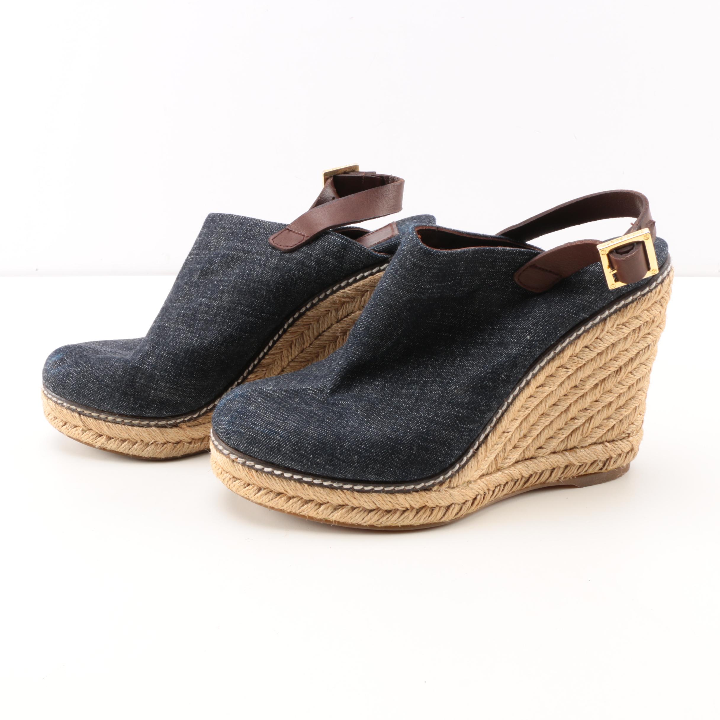 Pair of Tory Burch Gray Espadrille Wedges