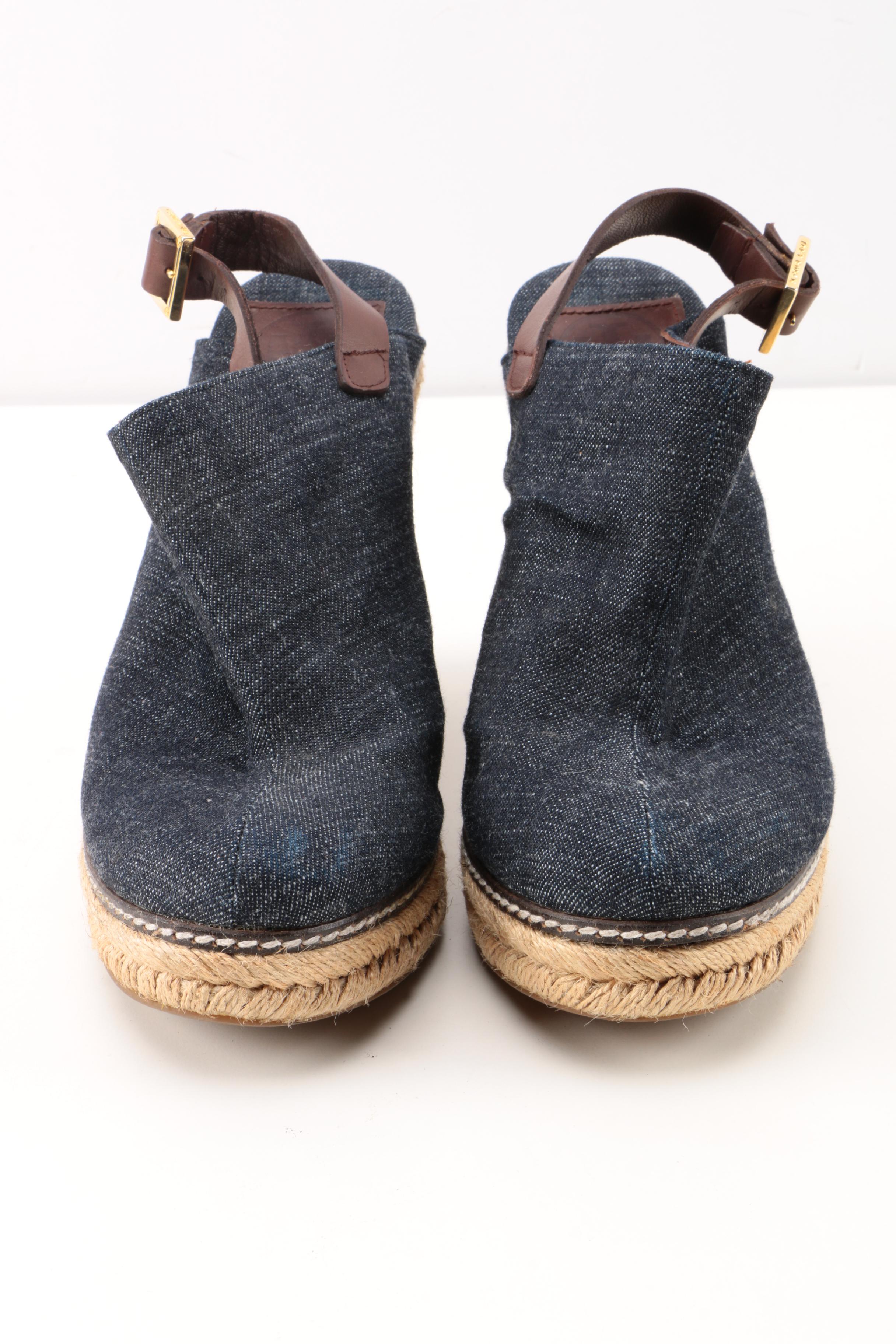 Pair of Tory Burch Gray Espadrille Wedges