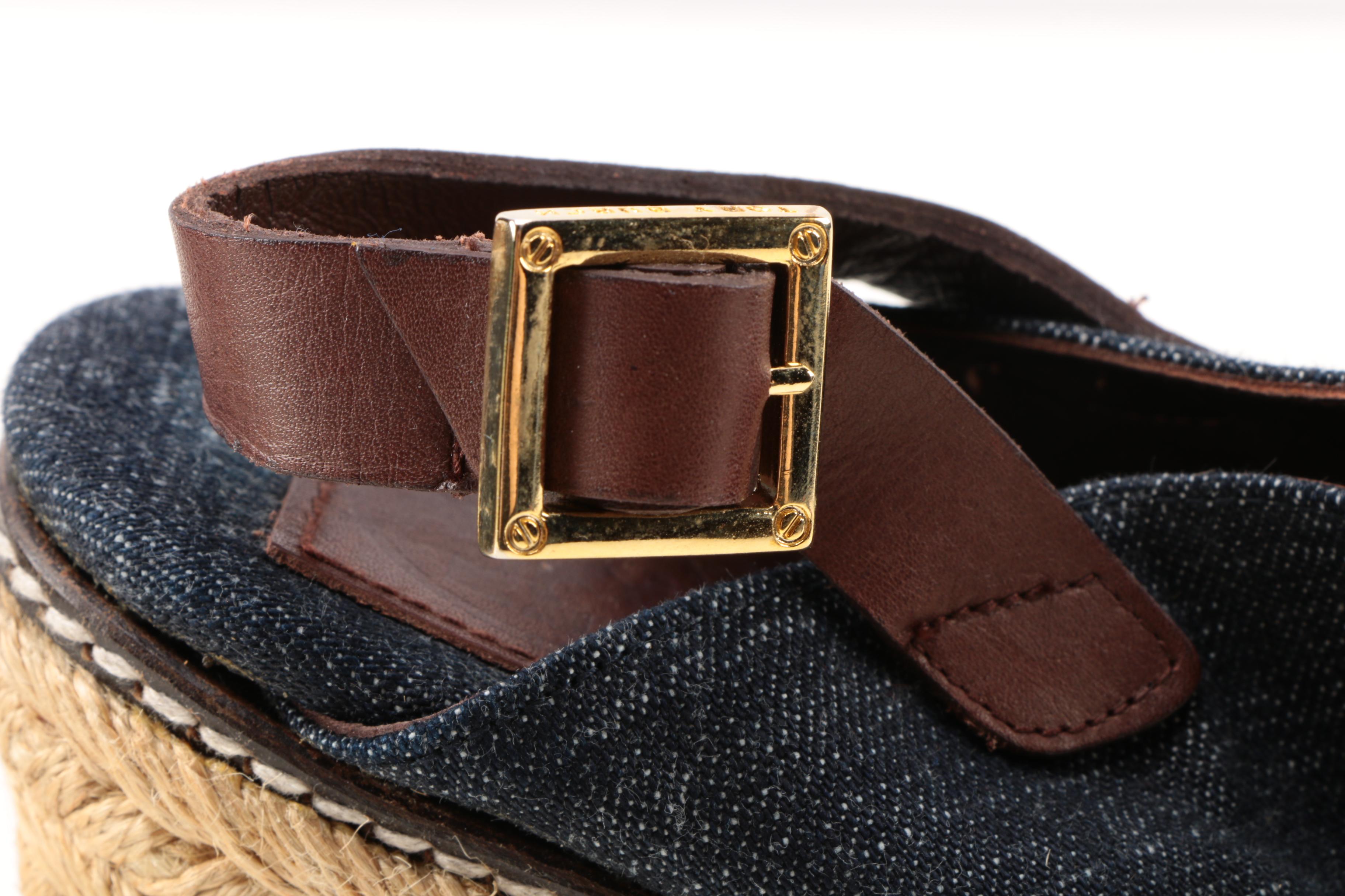 Pair of Tory Burch Gray Espadrille Wedges