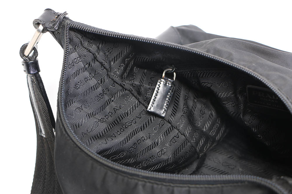 Prada Black Nylon and Leather Handbag