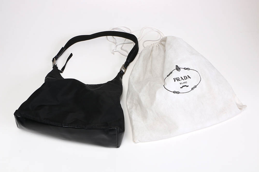 Prada Black Nylon and Leather Handbag