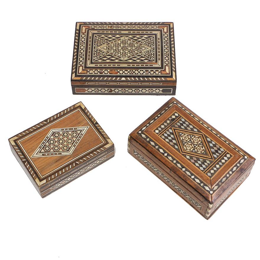 Three Wooden Trinket Boxes