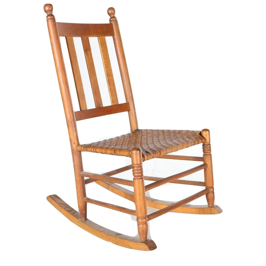 Wooden Rocking Chair with Woven Seat