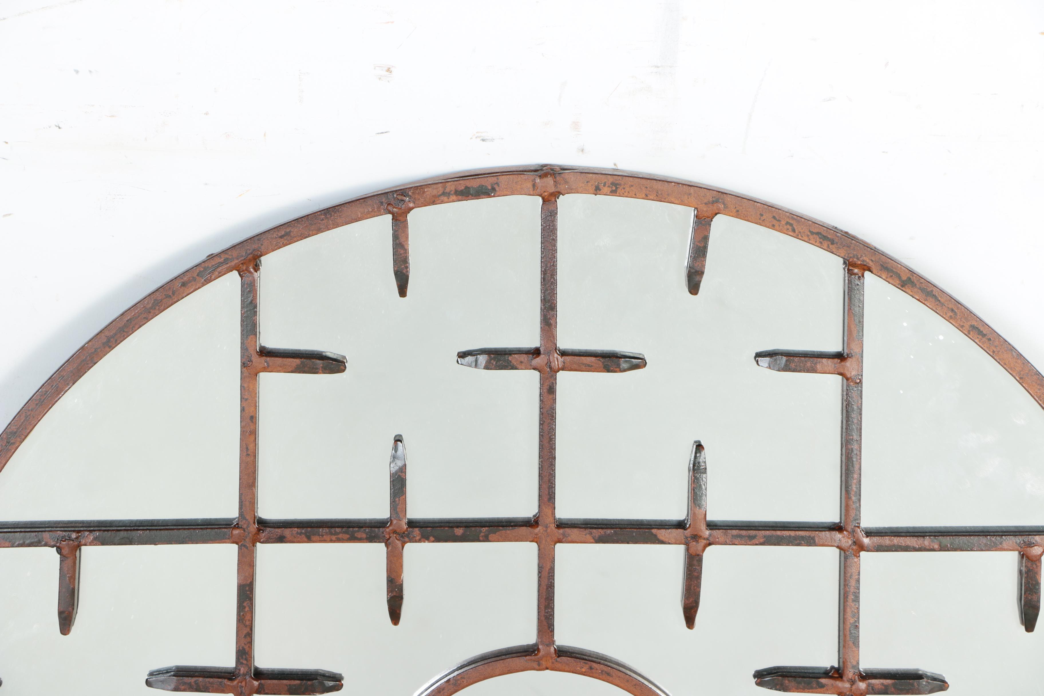 Industrial Style Round Wall Mirror