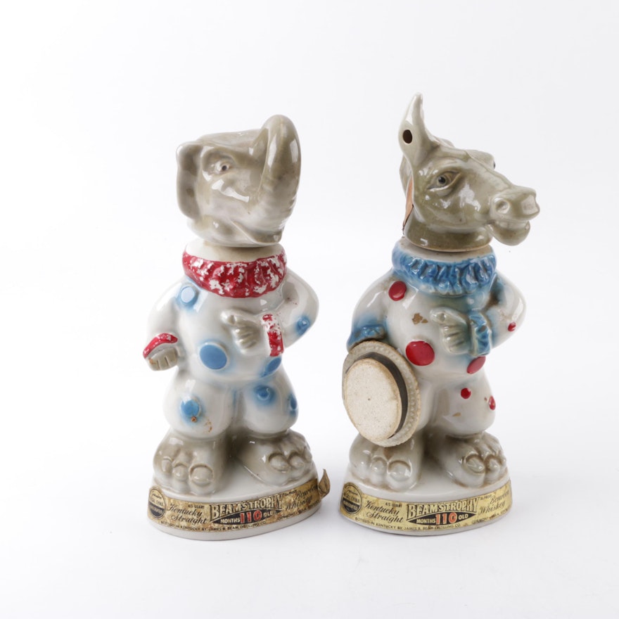 1968 Vintage "Donkey and Elephant" Jim Beam Decanters