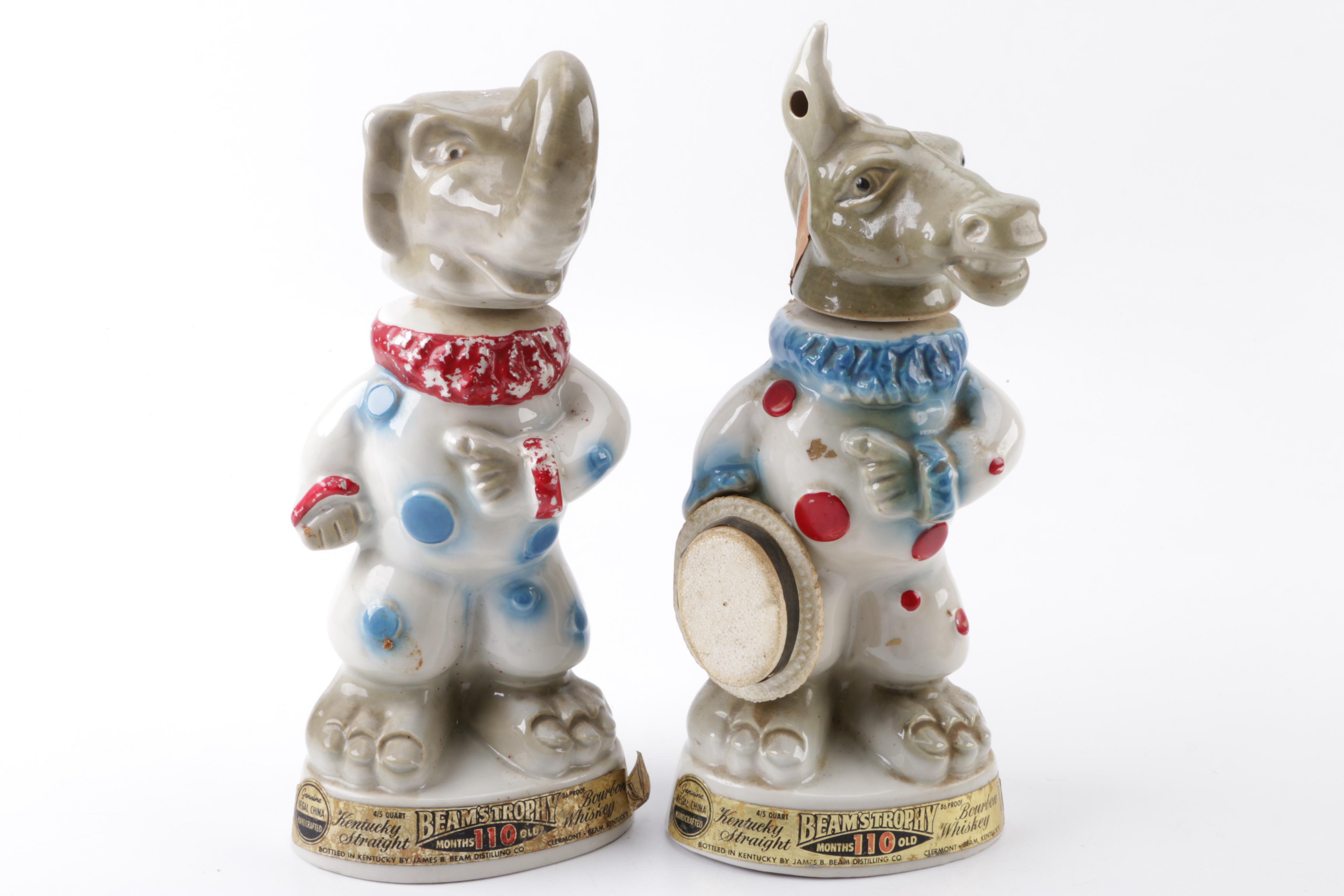 1968 Vintage "Donkey and Elephant" Jim Beam Decanters