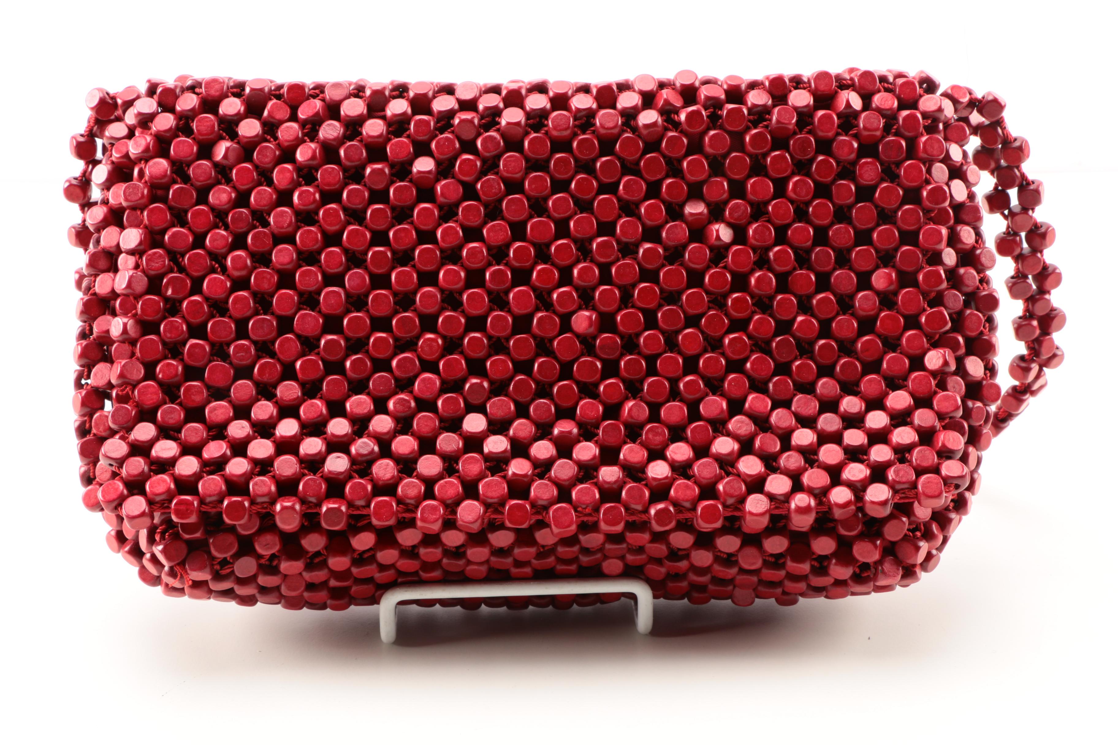 Vintage Wooden and Shell Beaded Handbags