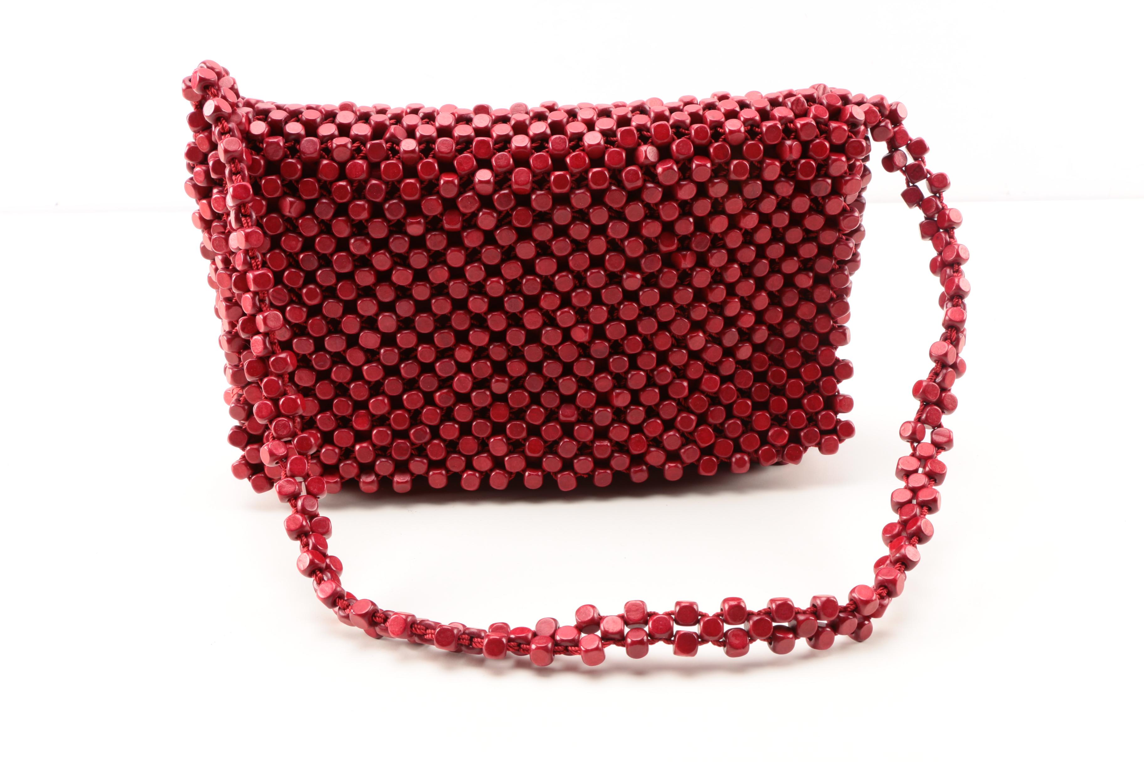 Vintage Wooden and Shell Beaded Handbags