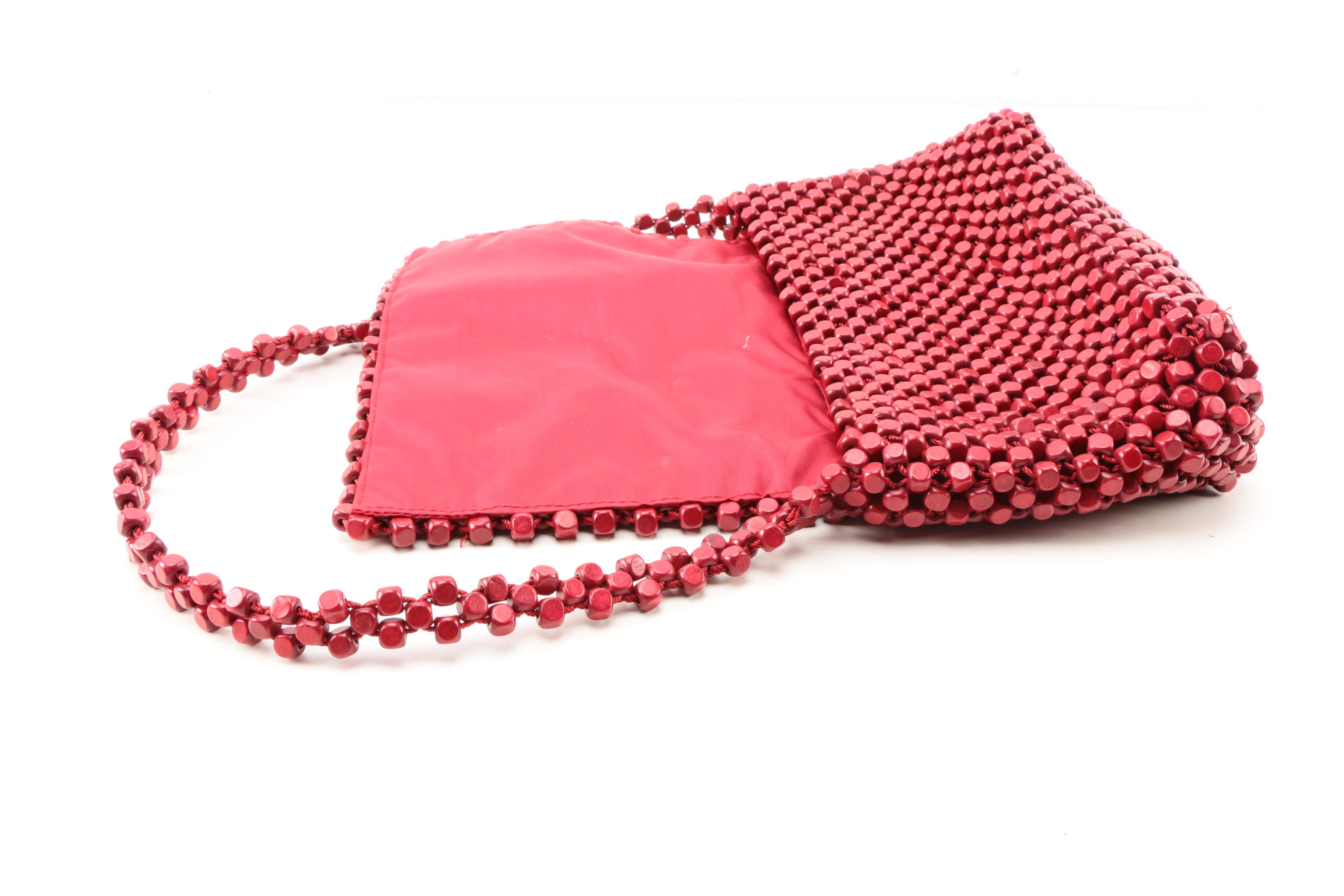 Vintage Wooden and Shell Beaded Handbags