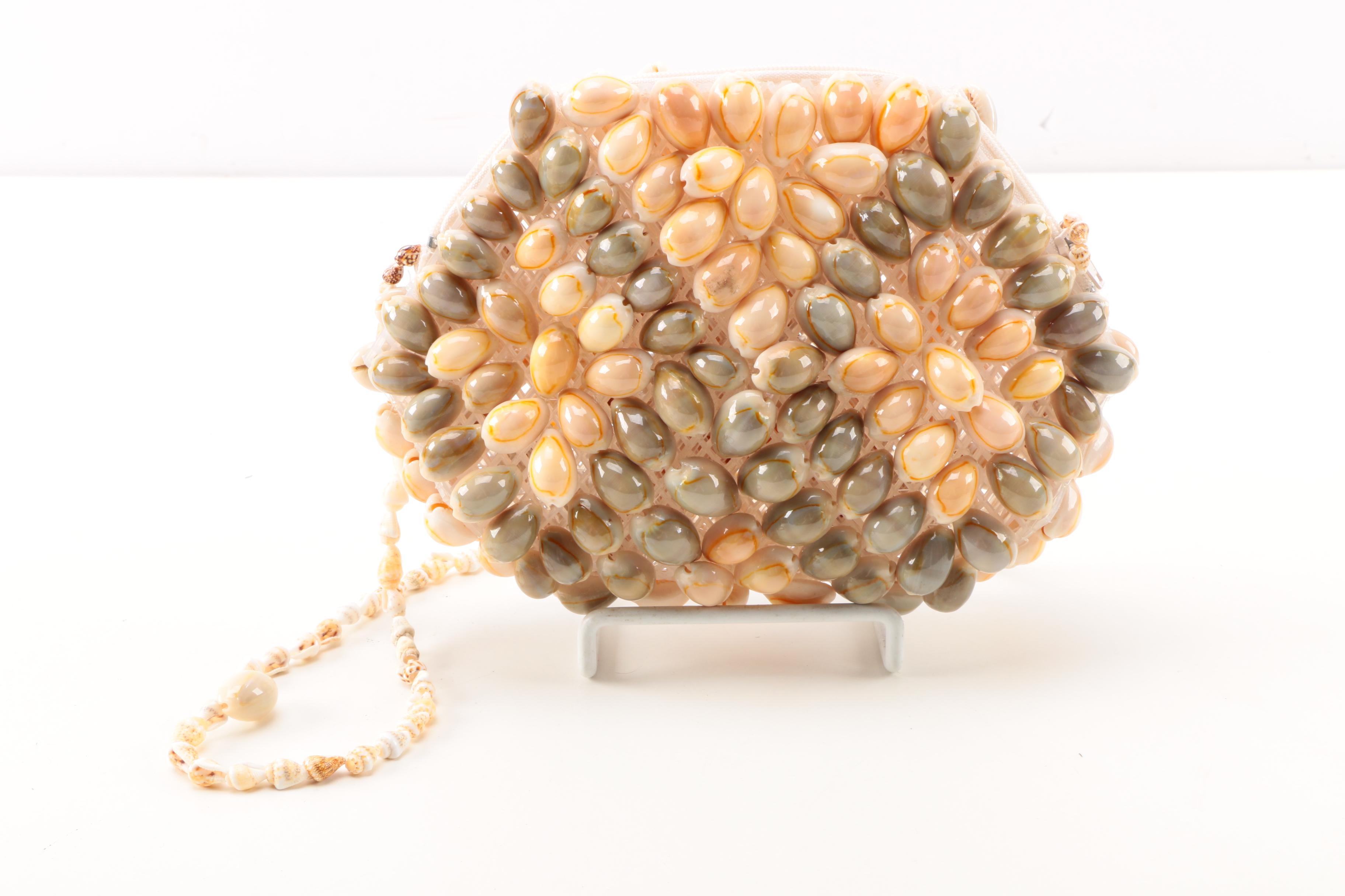 Vintage Wooden and Shell Beaded Handbags