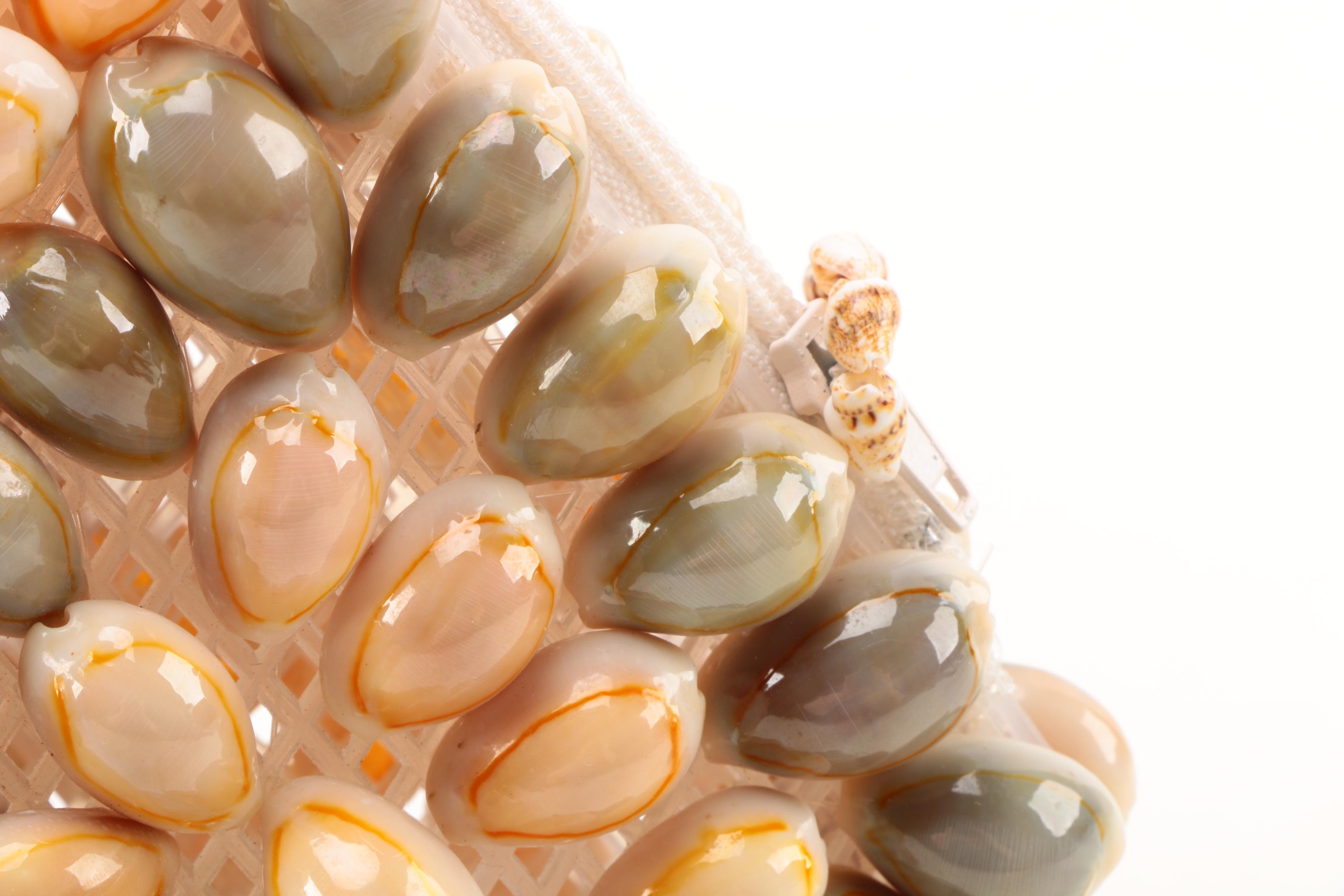 Vintage Wooden and Shell Beaded Handbags