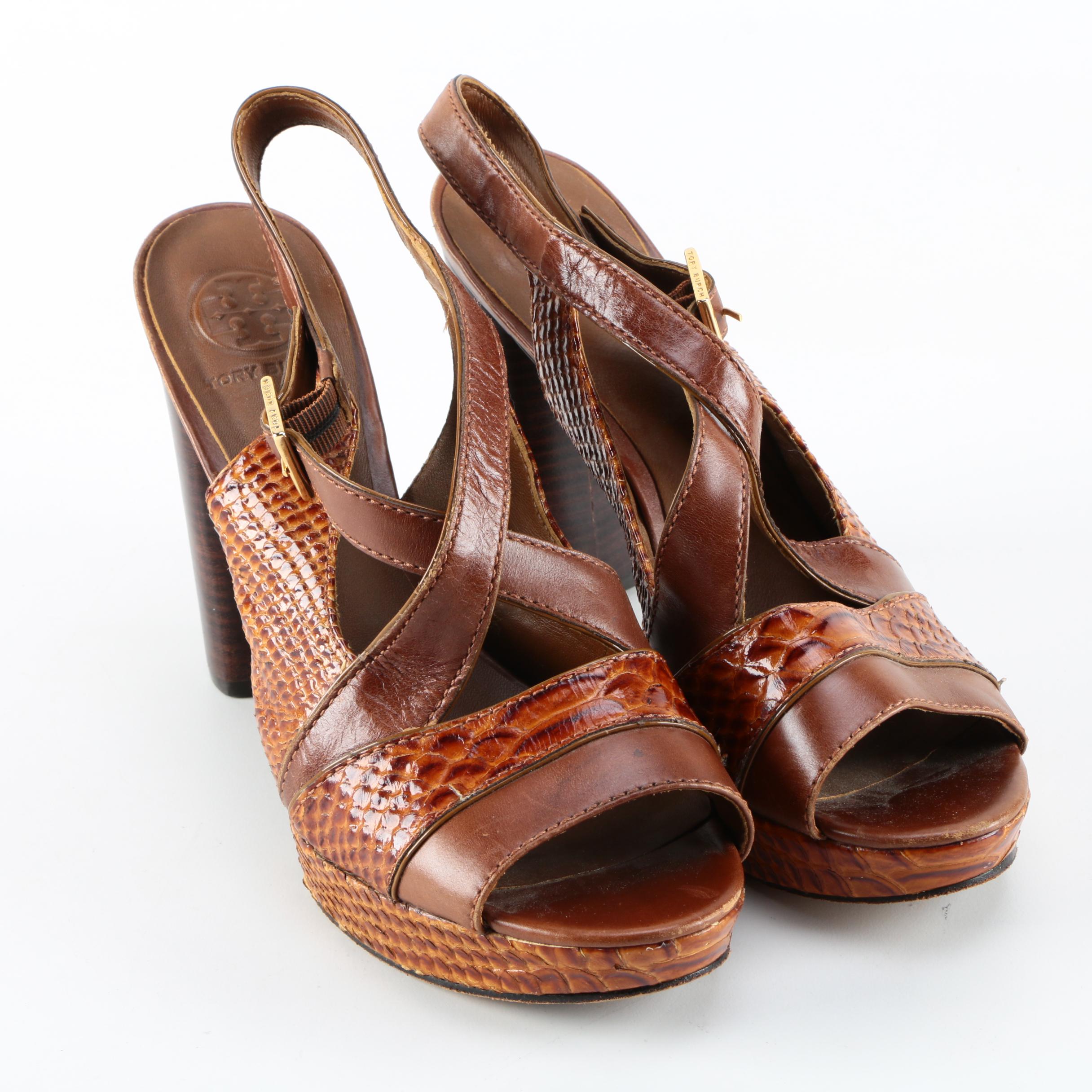 Tory Burch Embossed Leather Heels