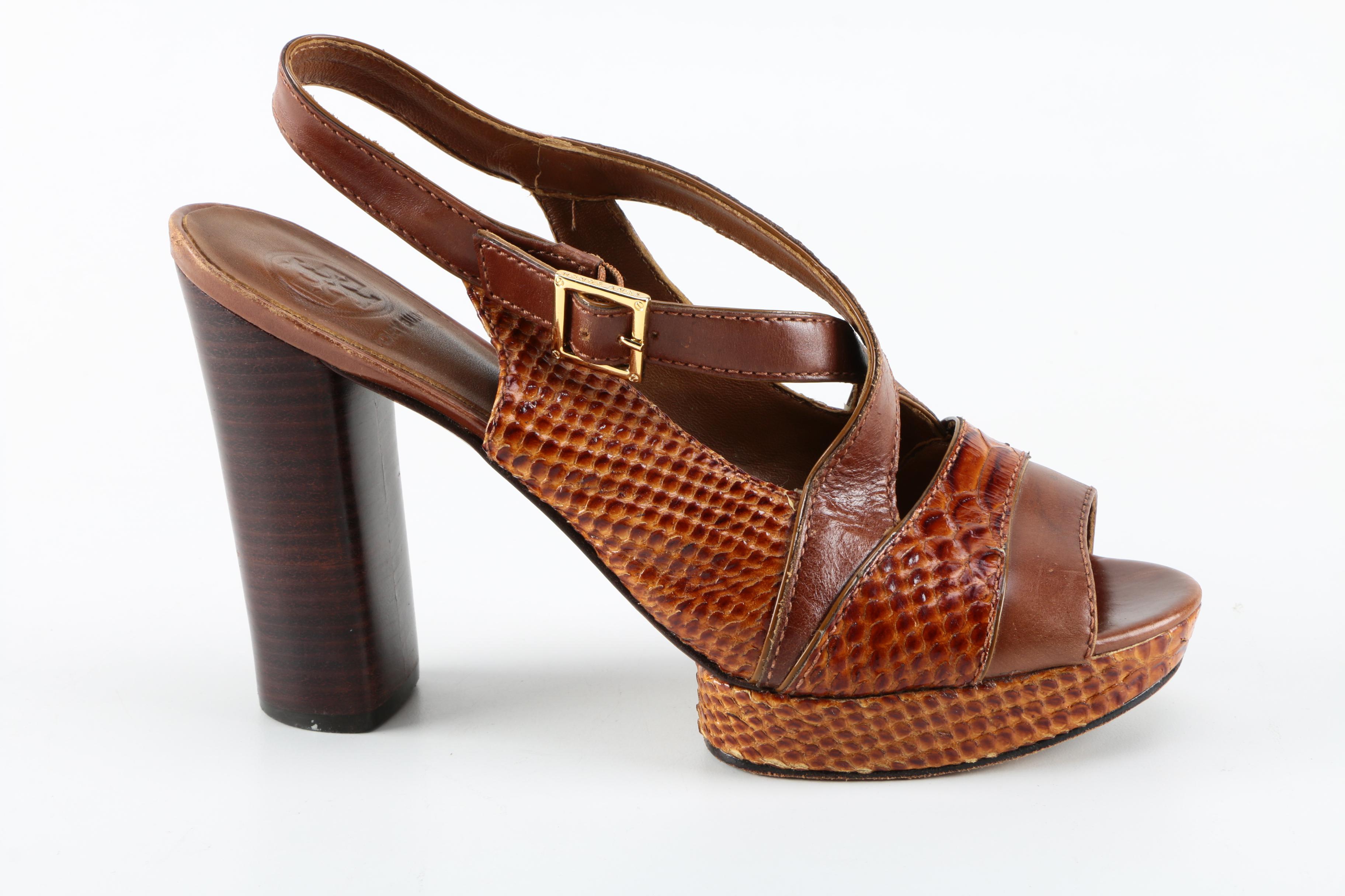 Tory Burch Embossed Leather Heels