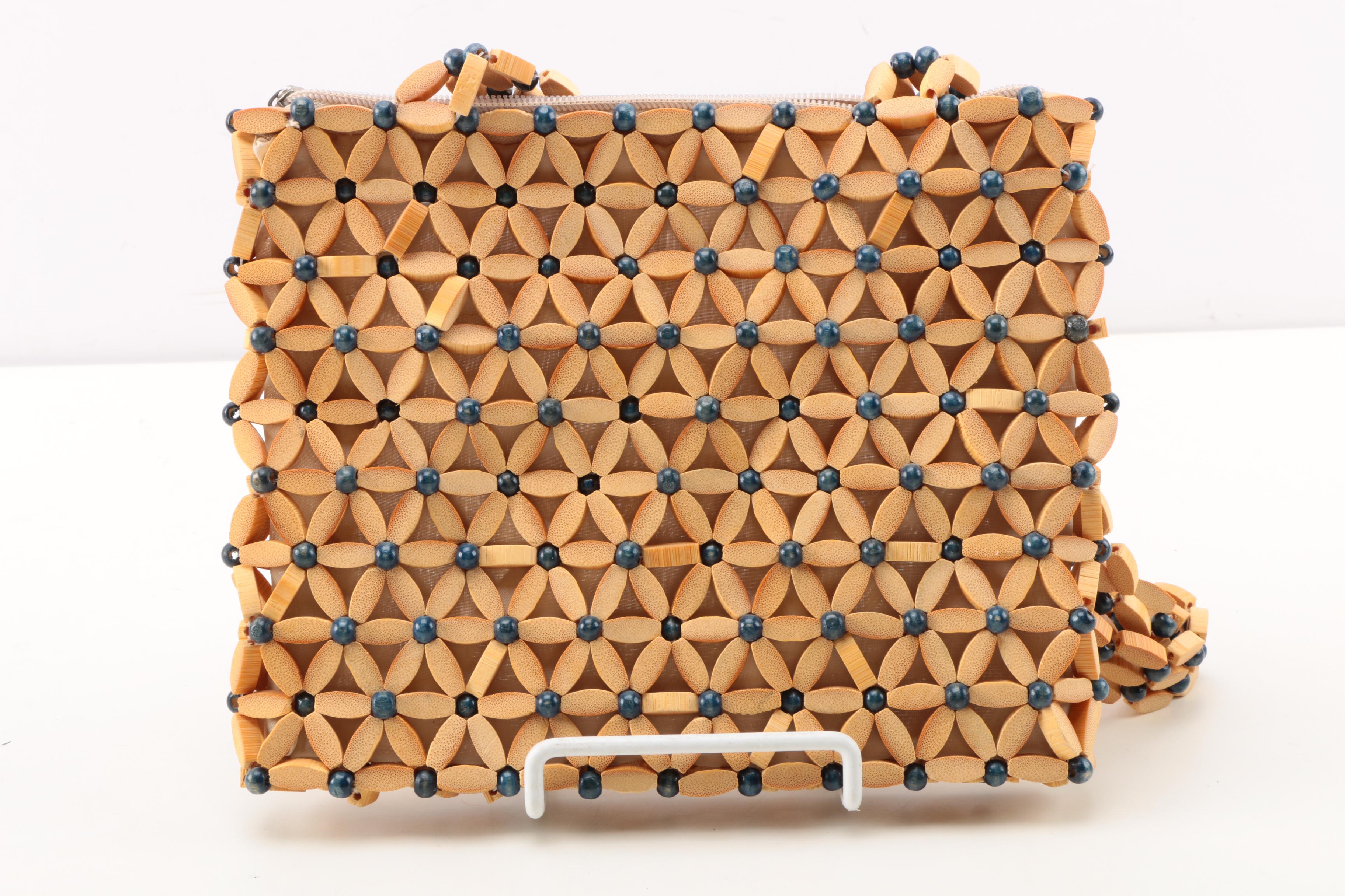 Vintage Wooden and Shell Beaded Handbags