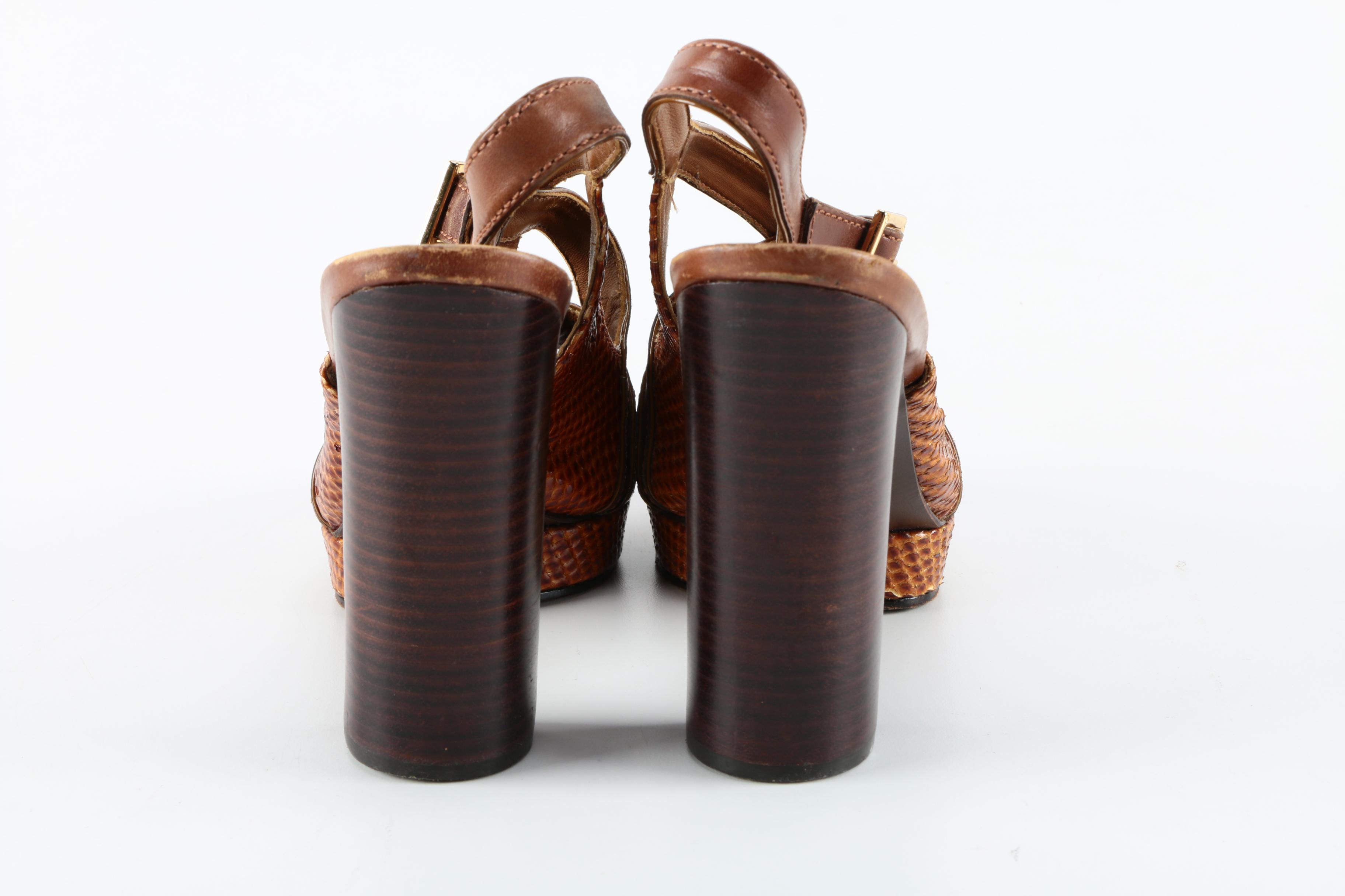 Tory Burch Embossed Leather Heels