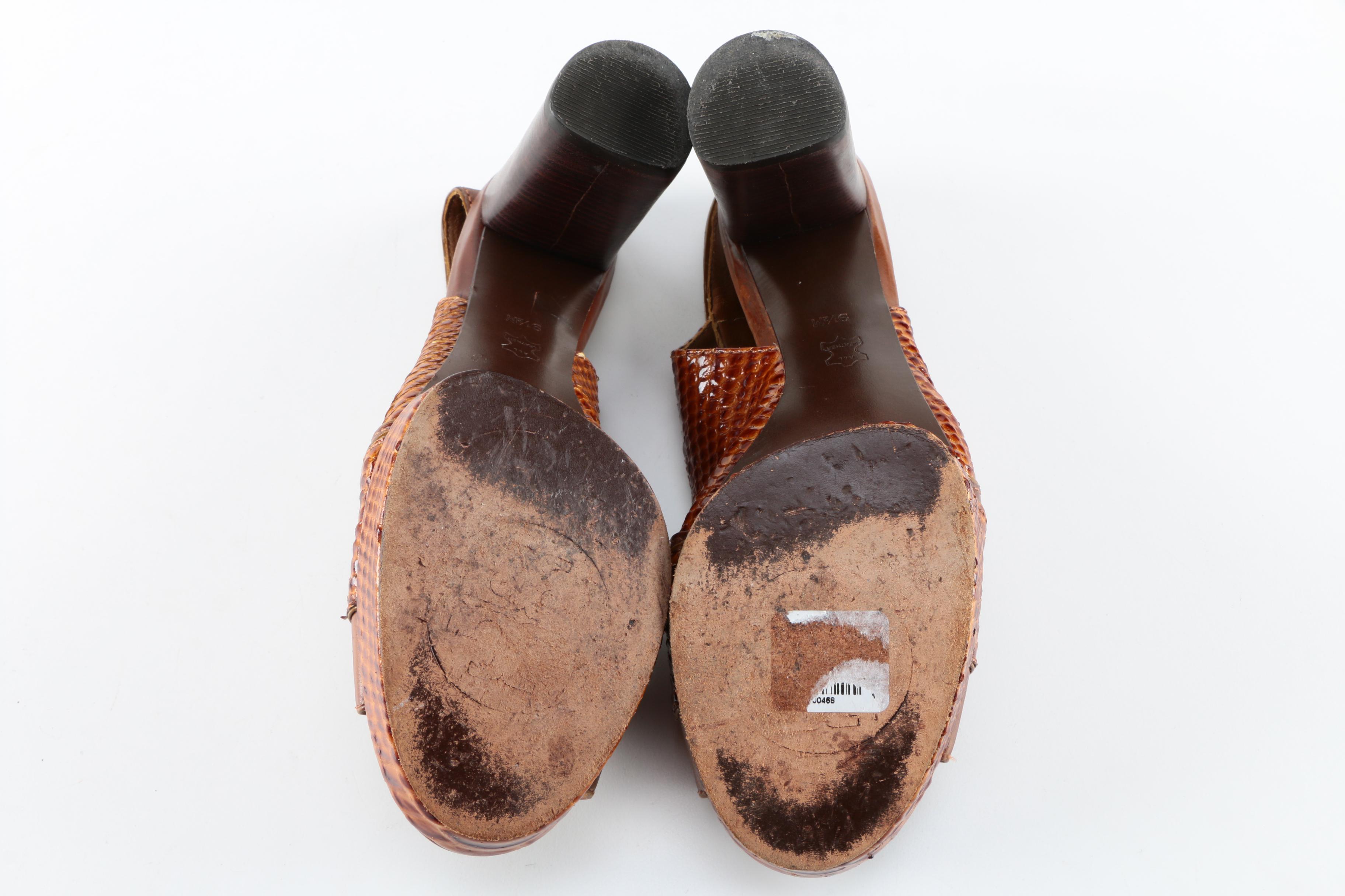 Tory Burch Embossed Leather Heels