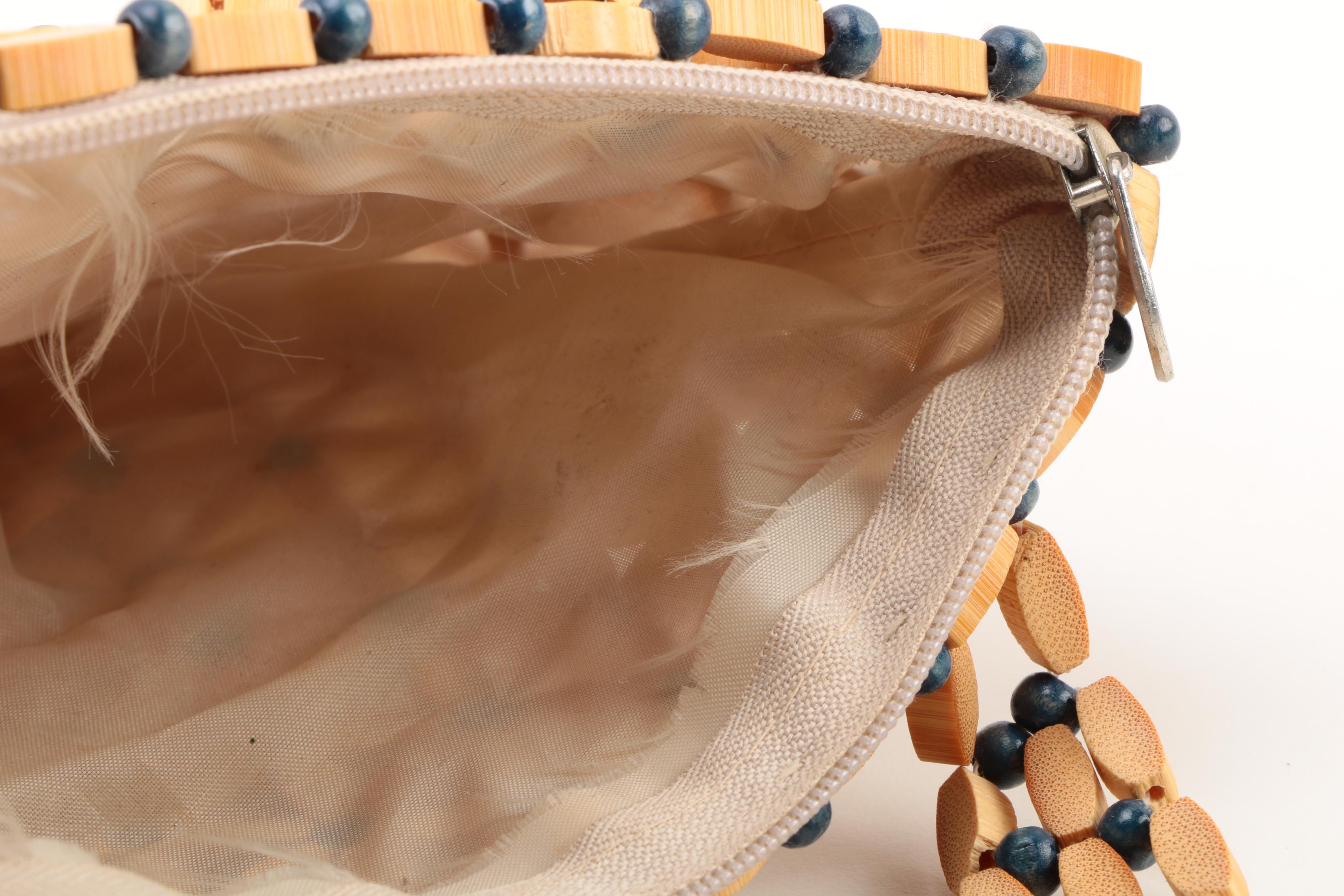 Vintage Wooden and Shell Beaded Handbags