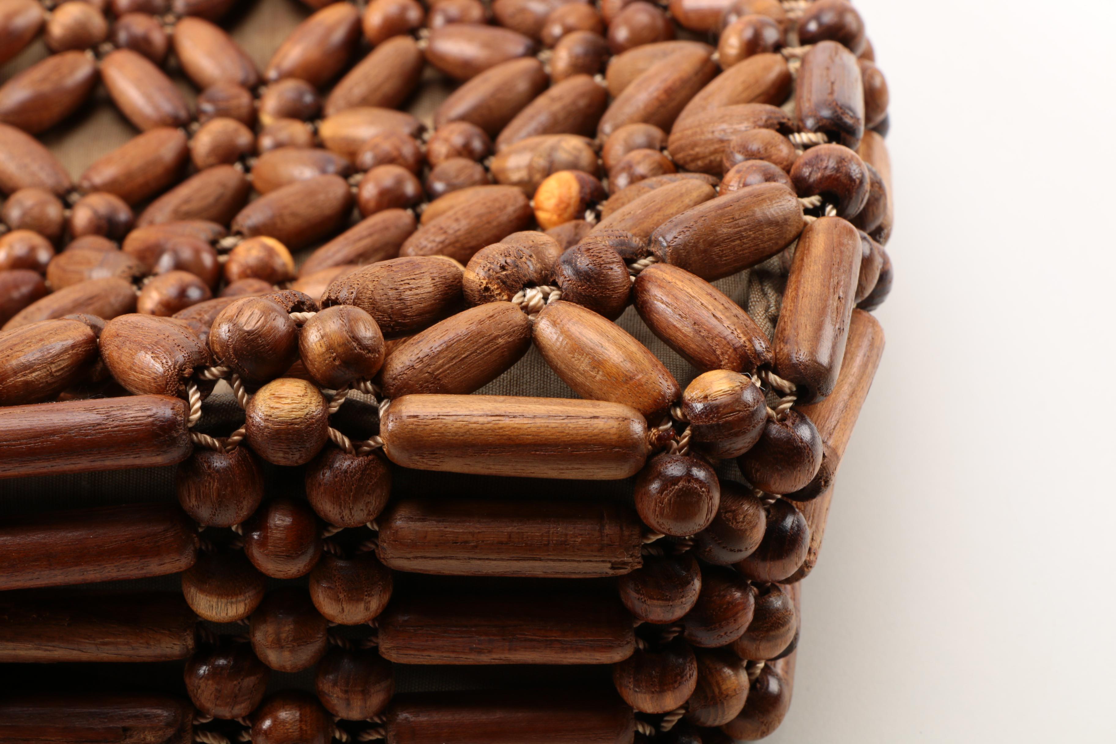 Vintage Wooden and Shell Beaded Handbags