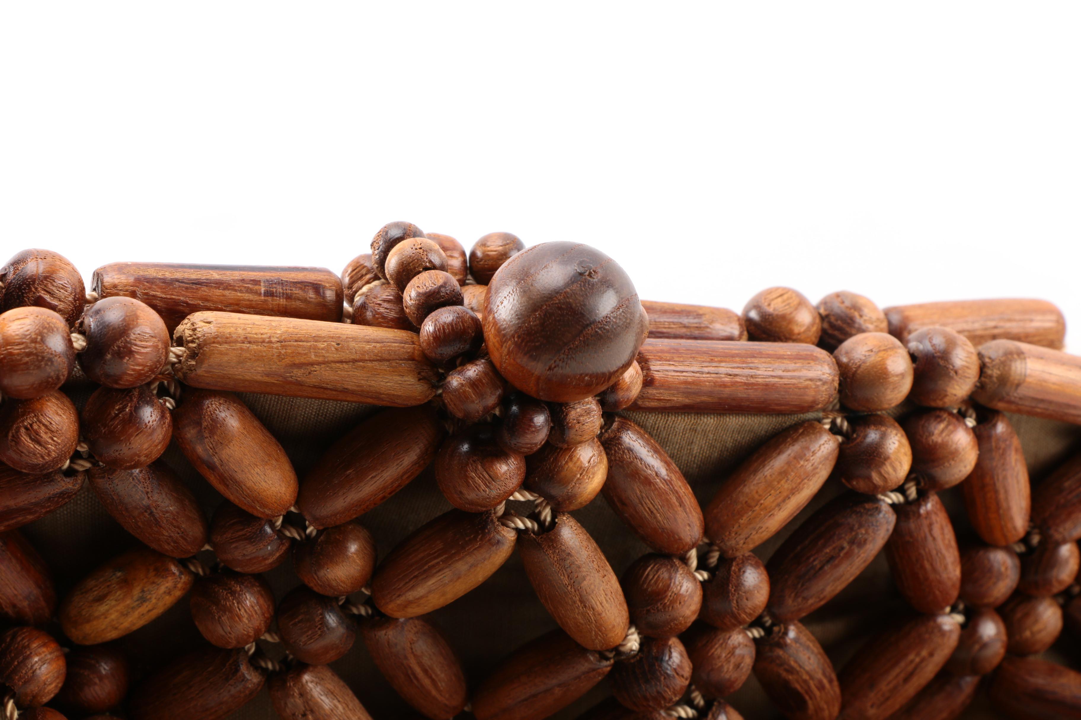 Vintage Wooden and Shell Beaded Handbags