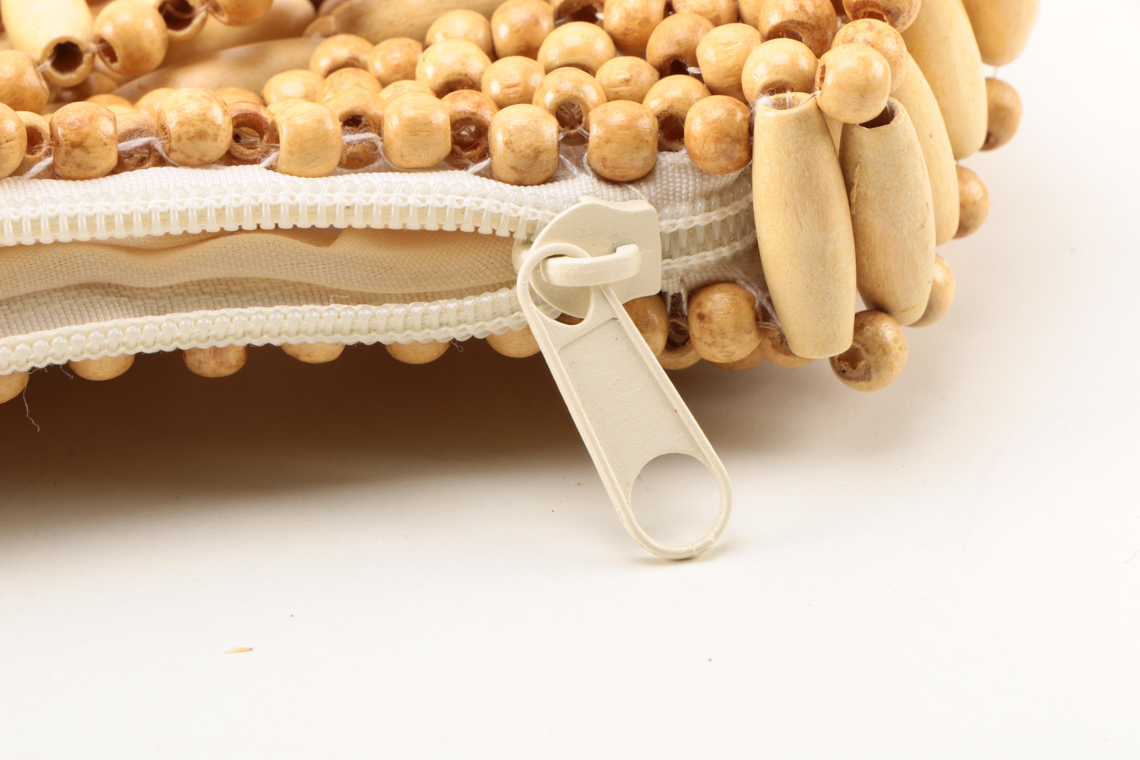 Vintage Wooden and Shell Beaded Handbags