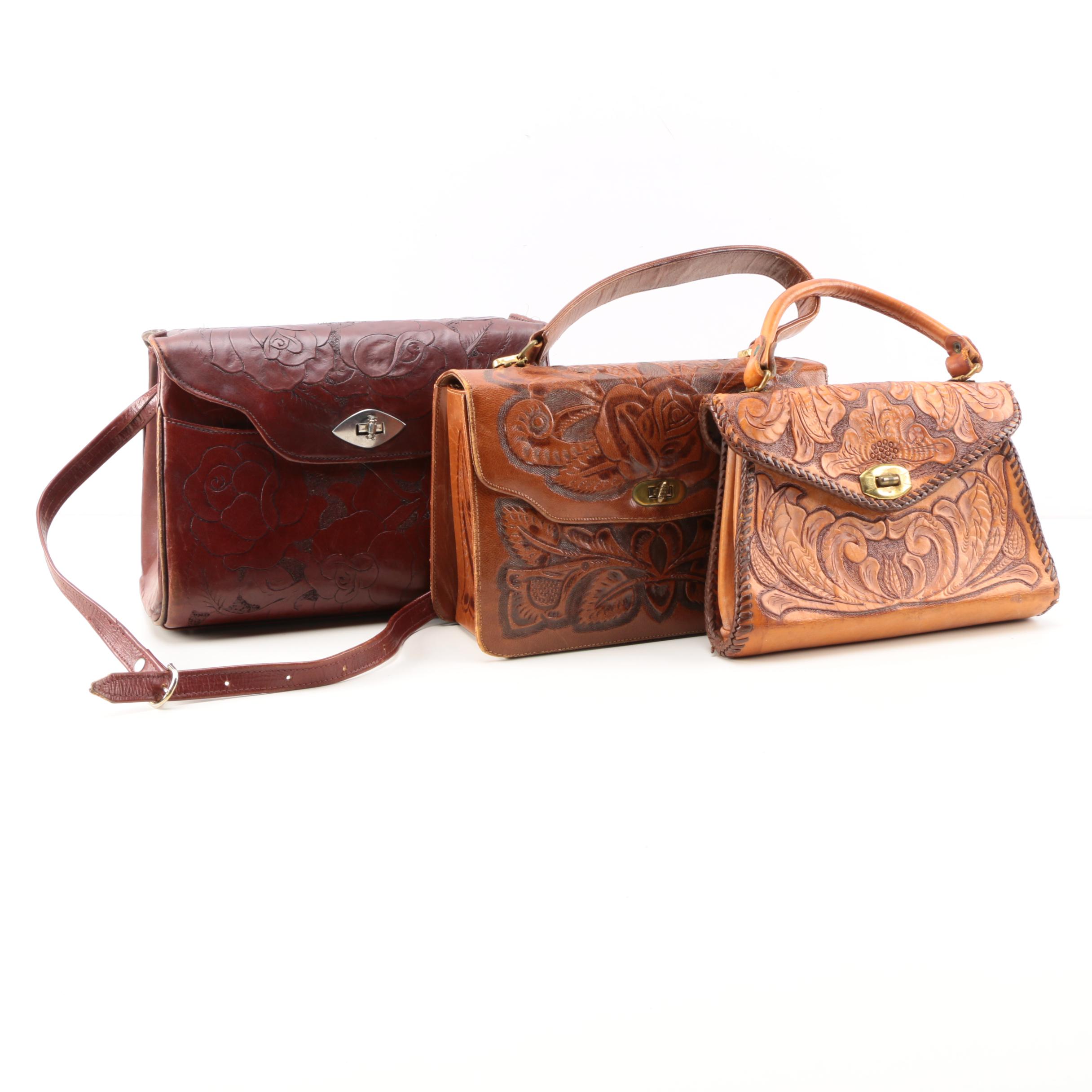 Vintage Tooled Leather Handbags