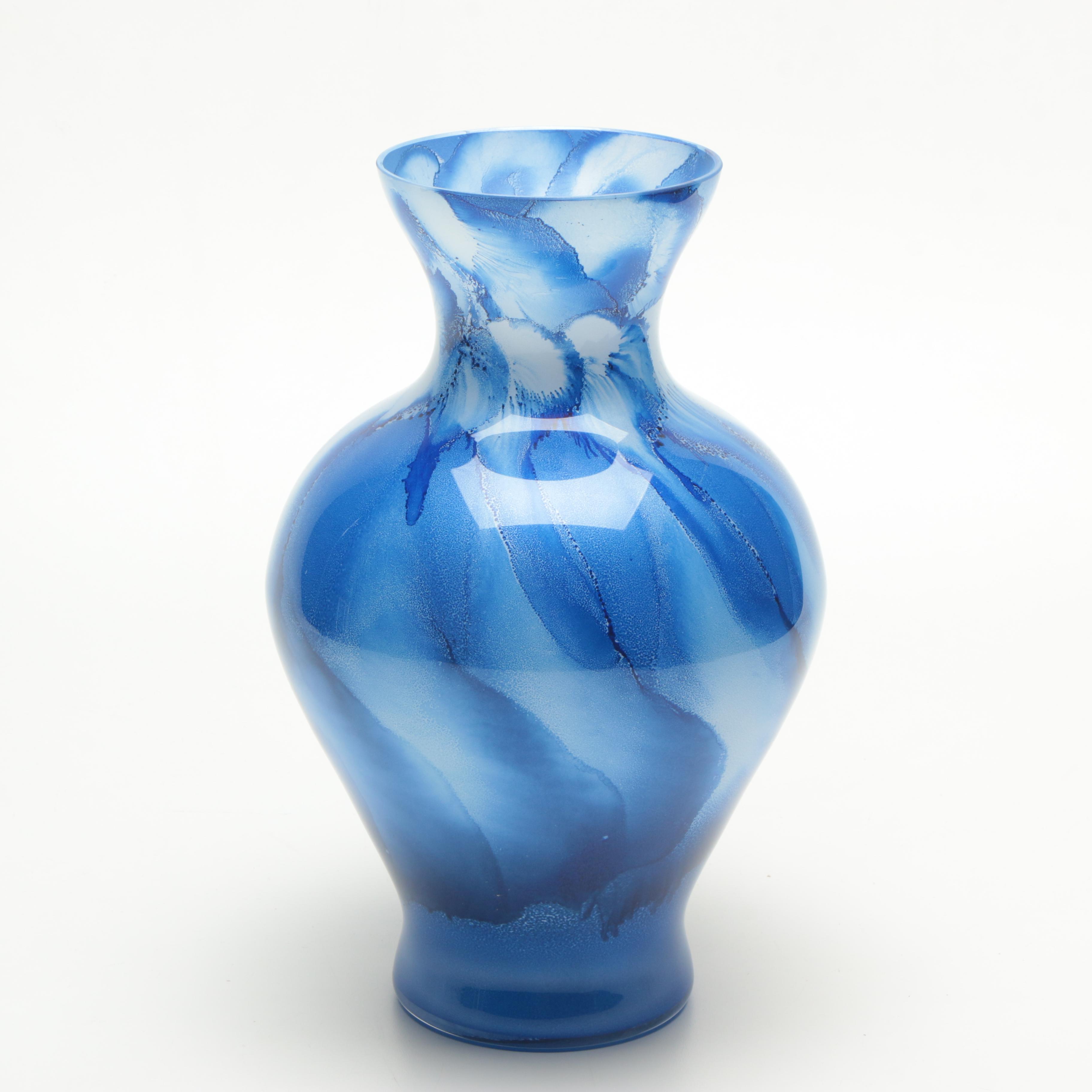 Blue and White Glass Vase
