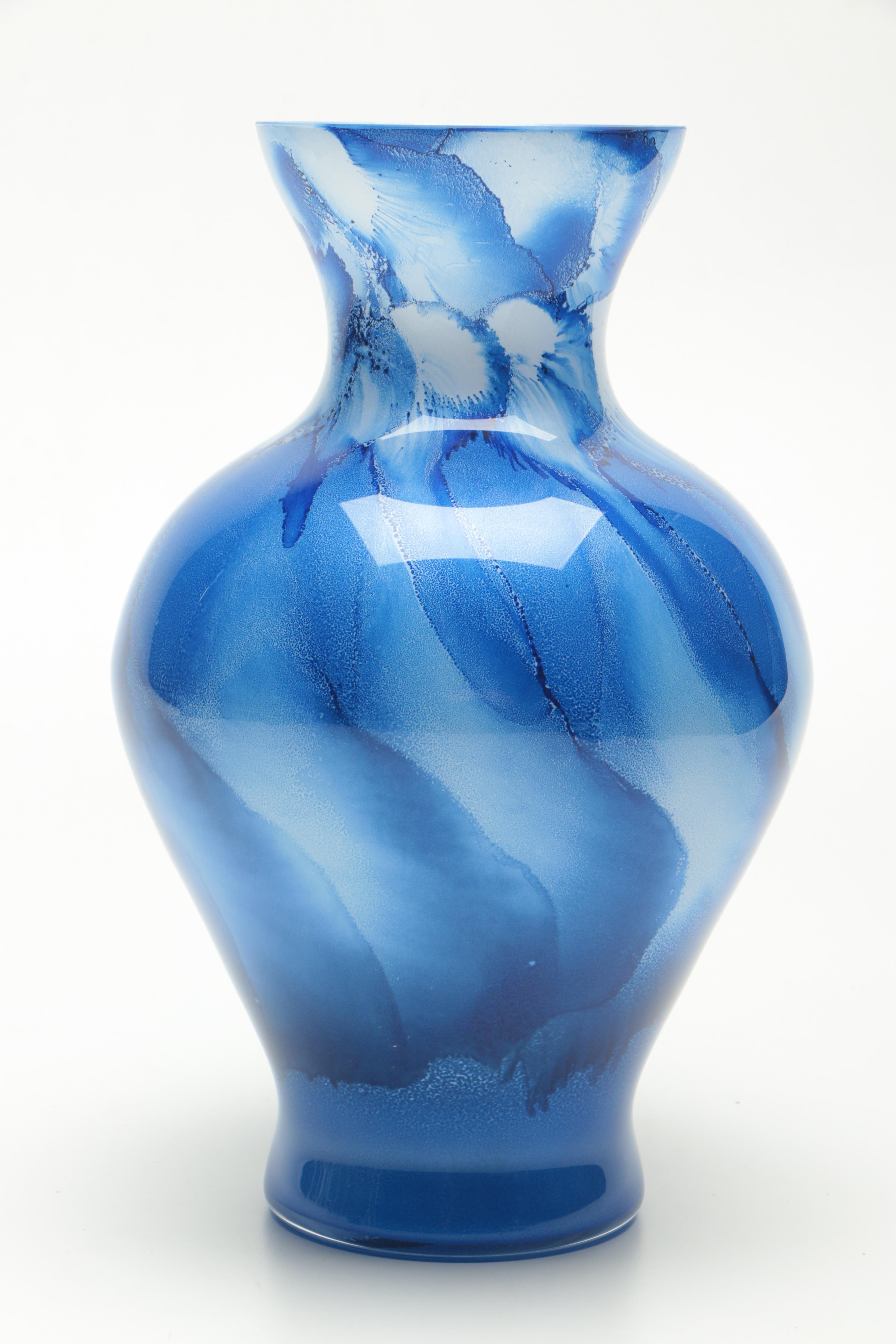 Blue and White Glass Vase